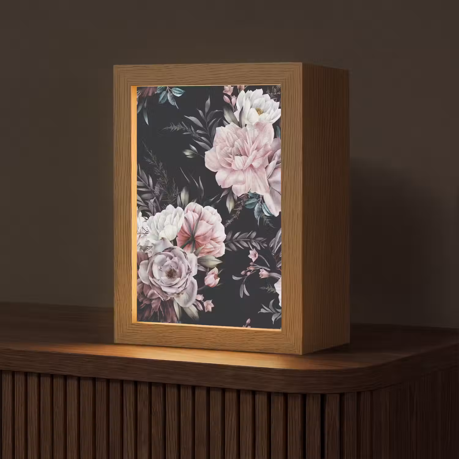 Vintage - Rozen - Romantisch - Bloemen Light Box met kabel (Tafellamp) klein -z3d_website