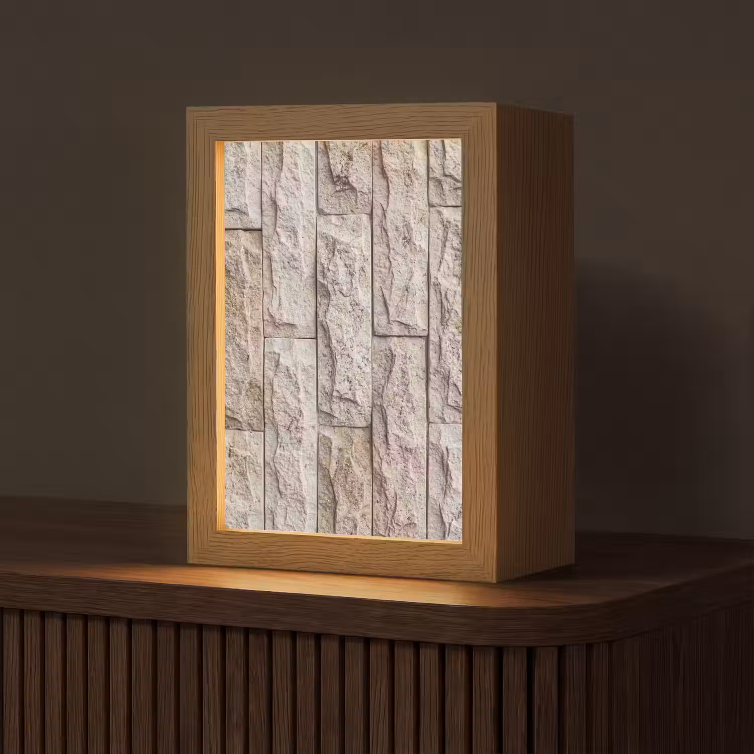 Muur - Steen - Ruw - Beige - Textuur Light Box met kabel (Tafellamp) klein -z3d_website