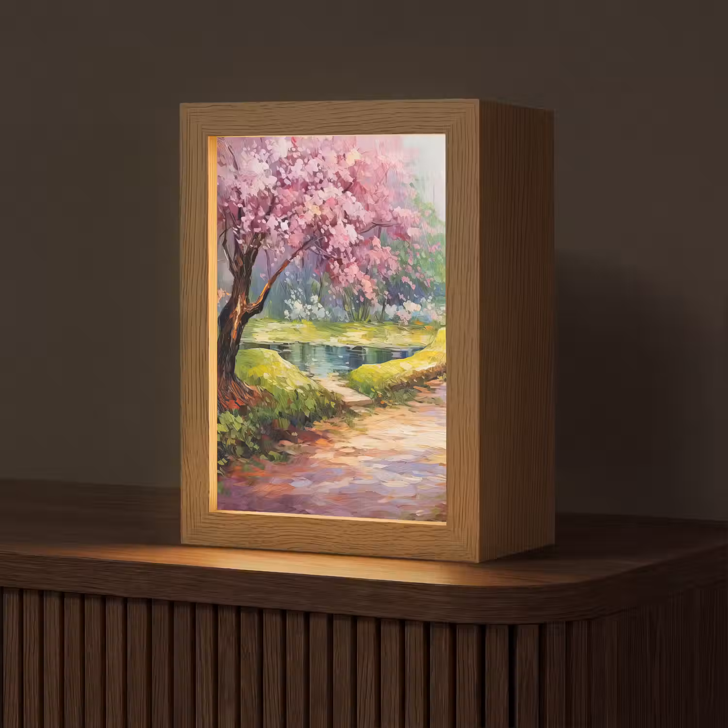 Watercolor - Natuur - Bomen - Kunst - Bloemen Light Box met kabel (Tafellamp) klein -z3d_website