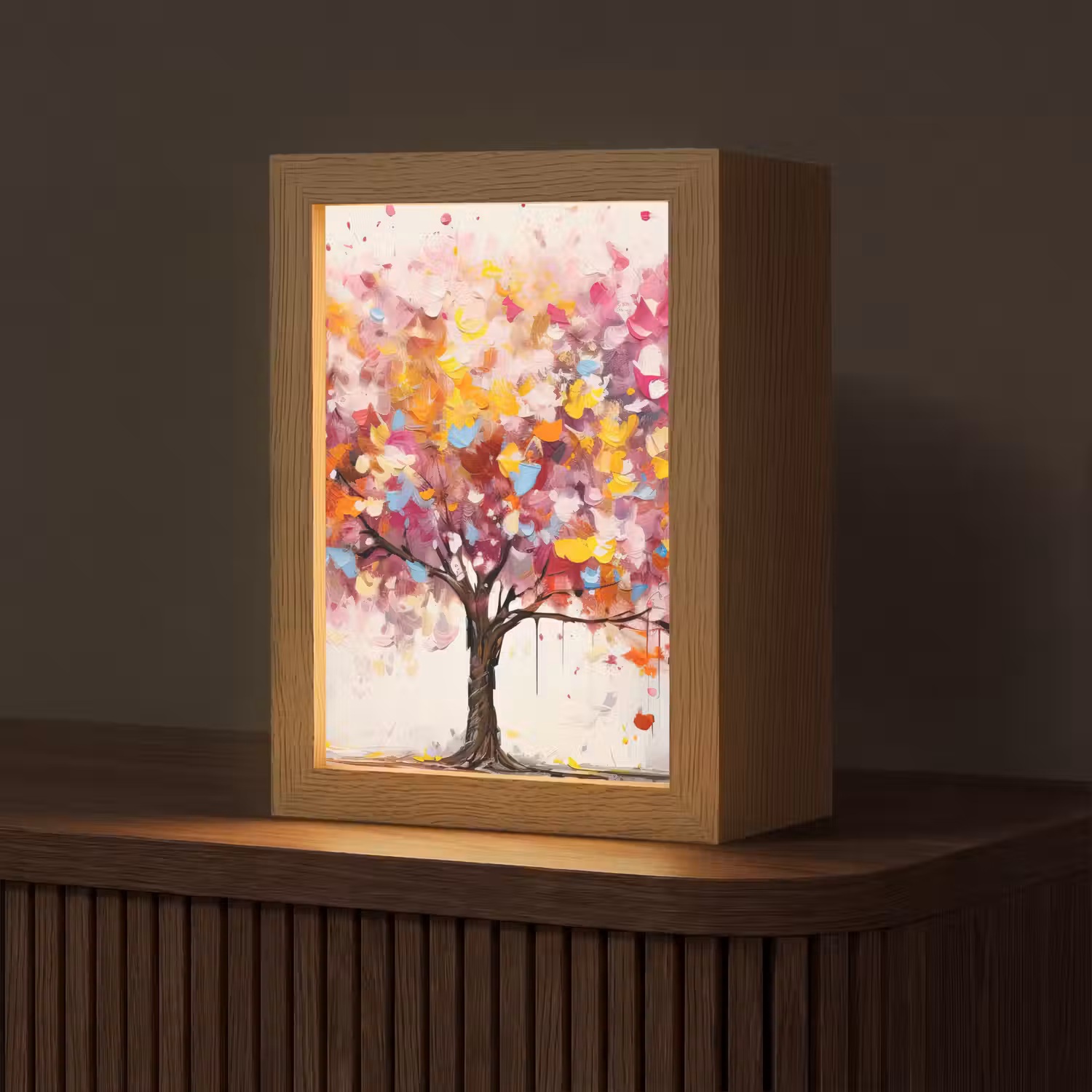 Aquarel - Boom - Kunst - Abstract Light Box met kabel (Tafellamp) klein -z3d_website