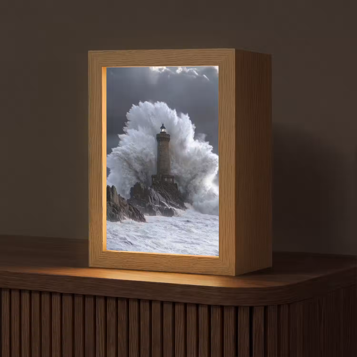 Golf - Vuurtoren - Schuimend water Light Box met kabel (Tafellamp) klein -z3d_website