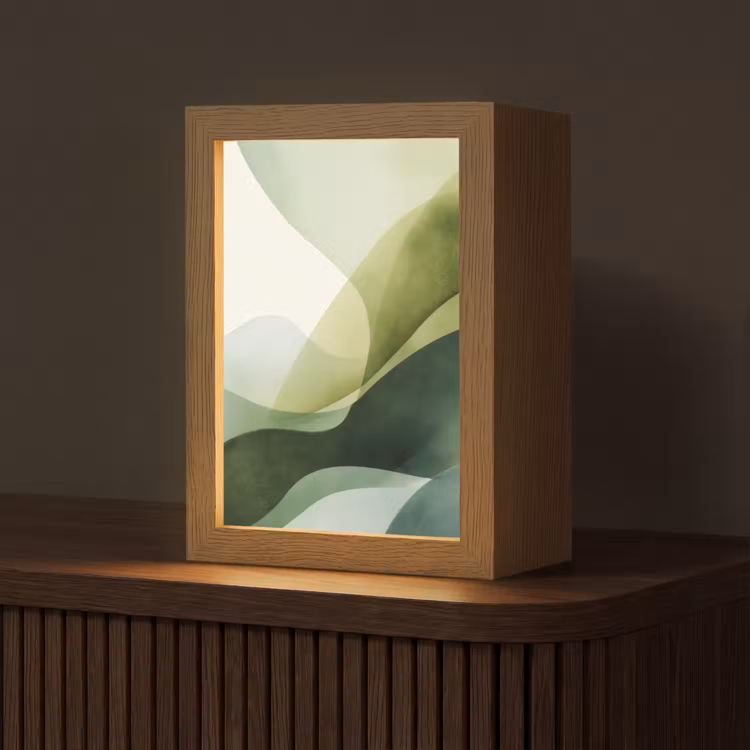 Golven - Abstract - Lichtgroen - Sierlijk Light Box met kabel (Tafellamp) klein -z3d_website