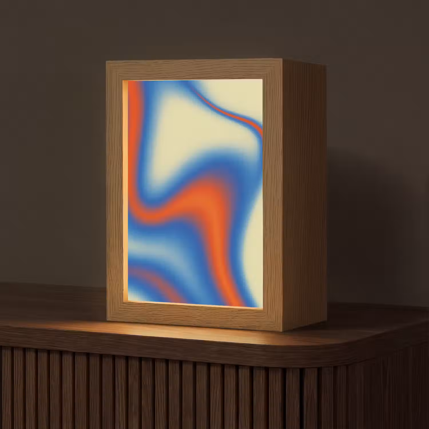 Golven - Kleurrijk - Abstract Light Box met kabel (Tafellamp) klein -z3d_website