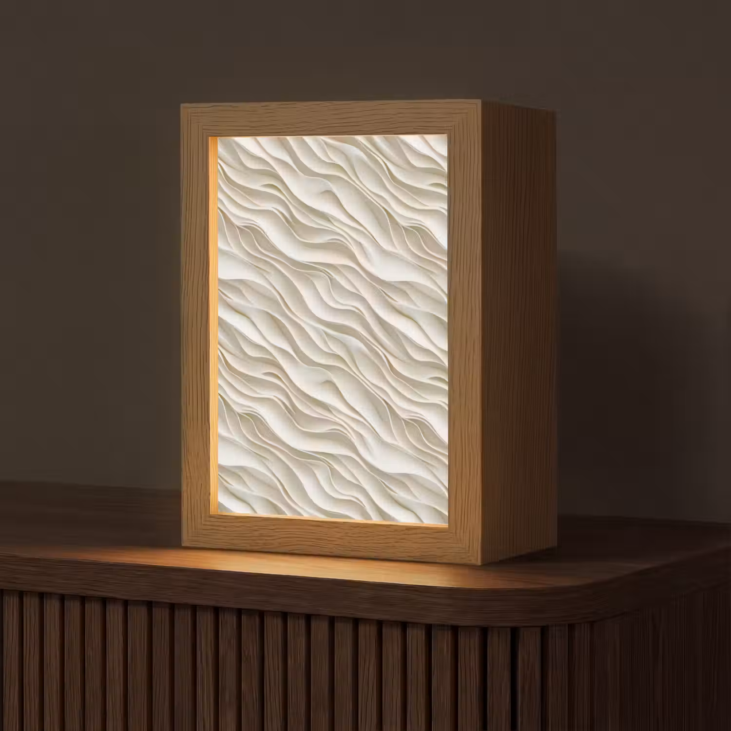 Golven - Wit - Minimalistisch Light Box met kabel (Tafellamp) klein 925 -z3d_website