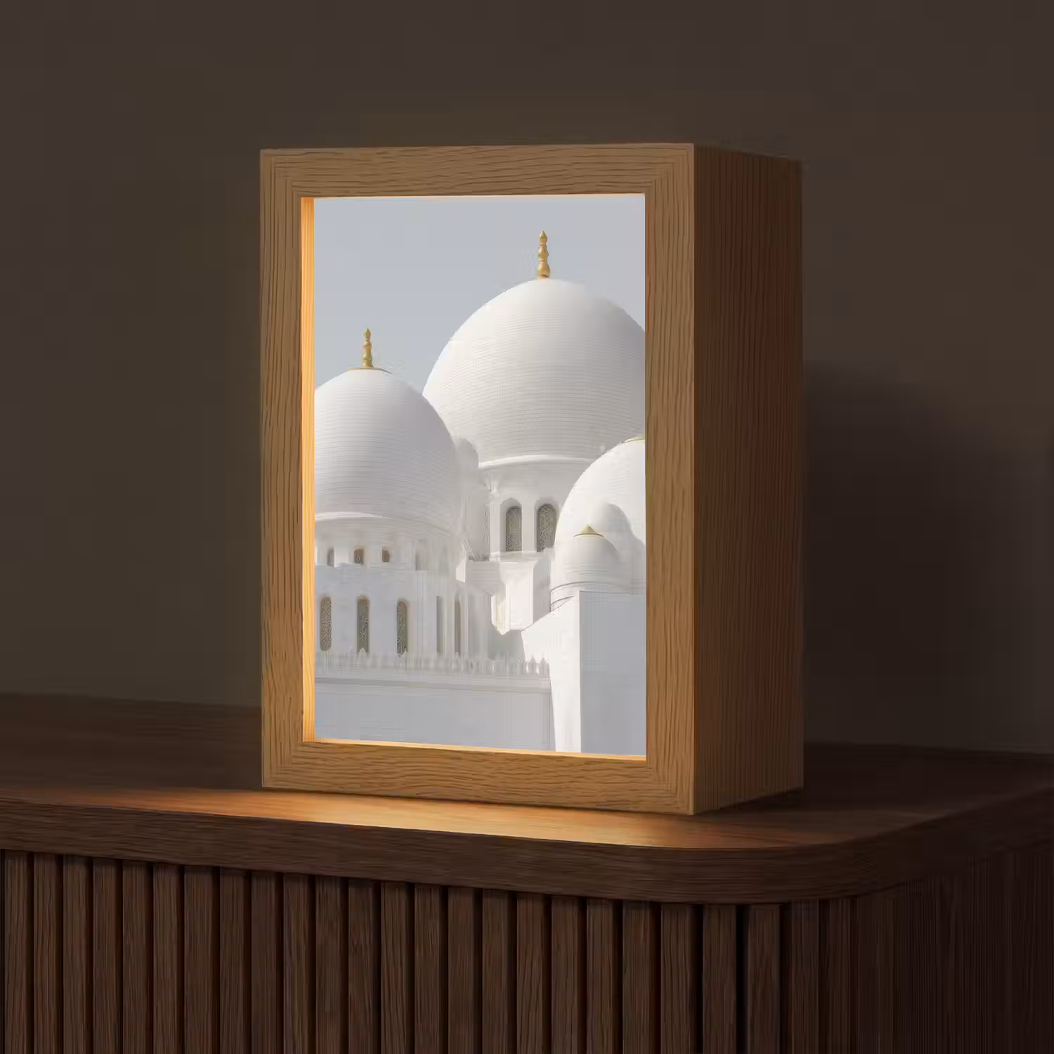 Witte koepels - Helderblauwe lucht - Islamitisch Light Box met kabel (Tafellamp) klein -z3d_website
