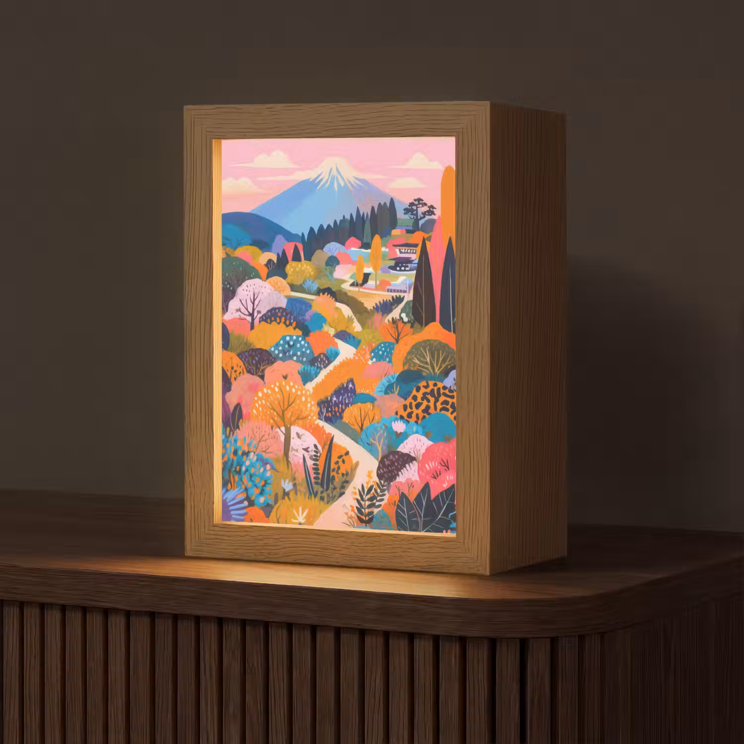 Witte bergtop - Modern - Kleurrijk Light Box met kabel (Tafellamp) klein -z3d_website