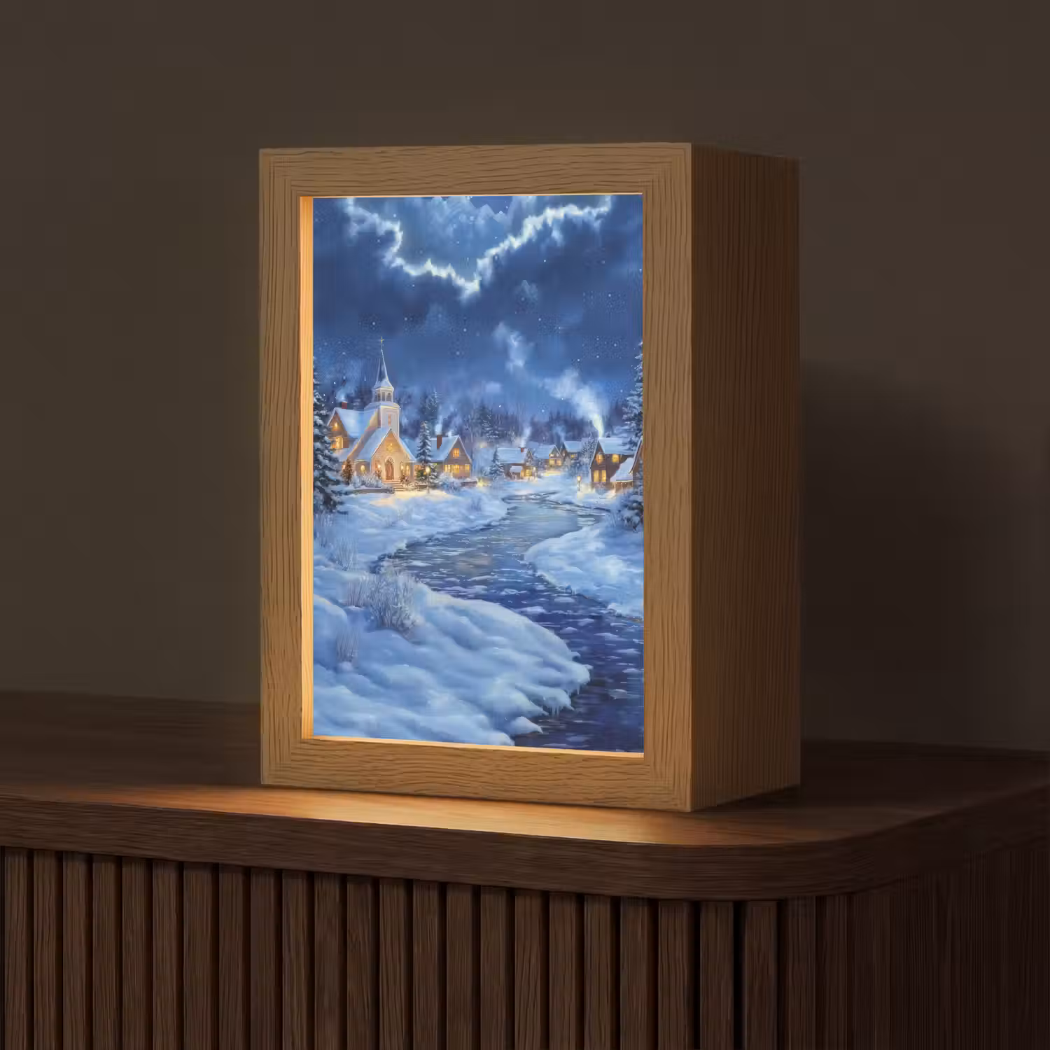 Winteravond - Kerstdorp - Donker Light Box met kabel (Tafellamp) klein -z3d_website