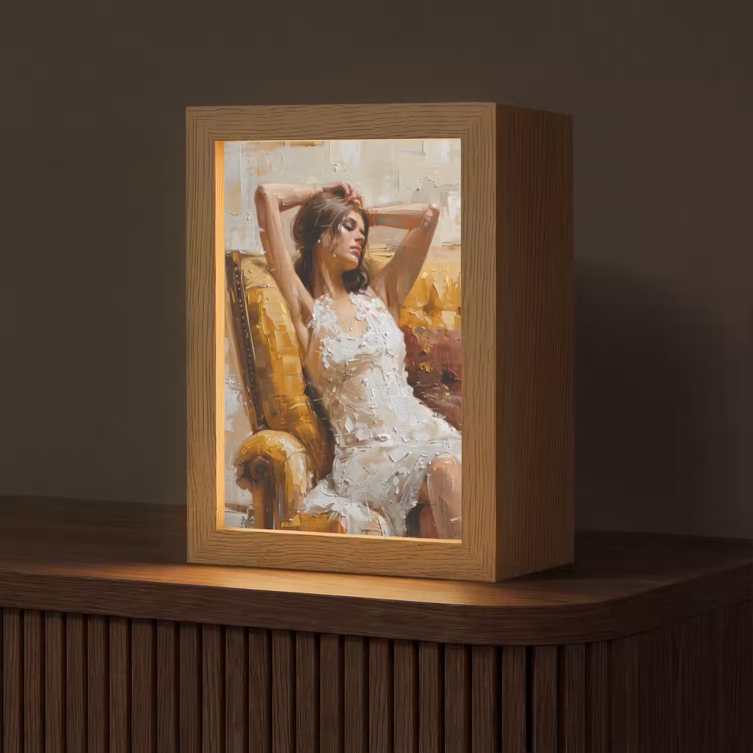 Vrouw - Kunst - Abstract - Modern Light Box met kabel (Tafellamp) klein -z3d_website