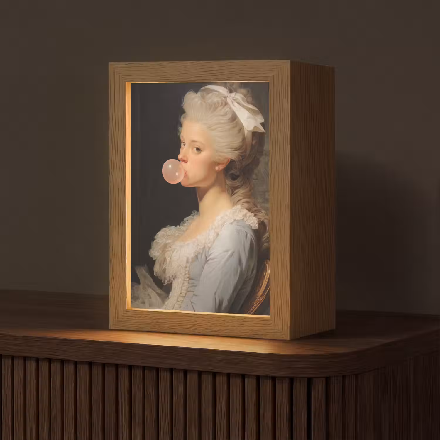 Vrouw - Barokjurk - Kauwgom Light Box met kabel (Tafellamp) klein -z3d_website