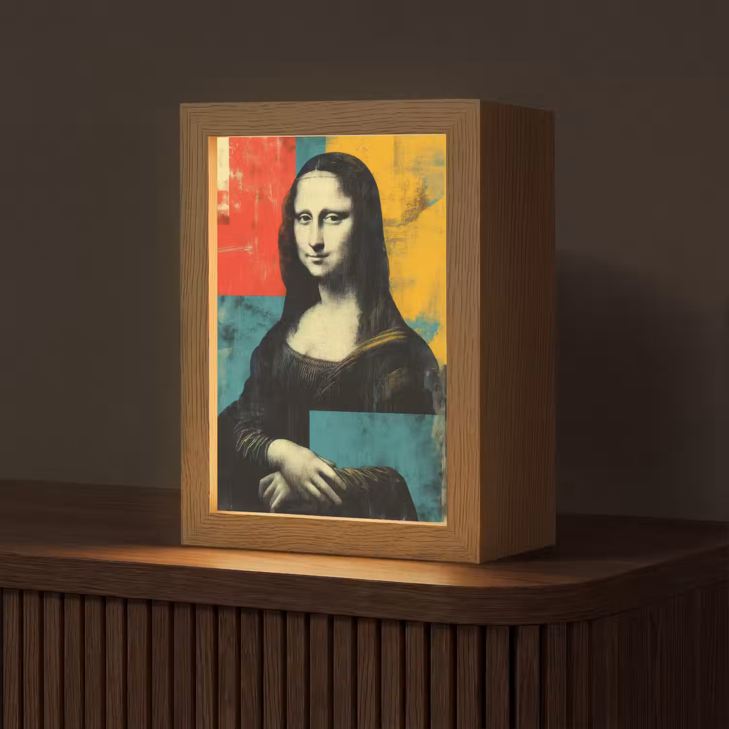 Vrouw - Kleurvlakken - Klassieke schilderkunst Light Box met kabel (Tafellamp) klein -z3d_website