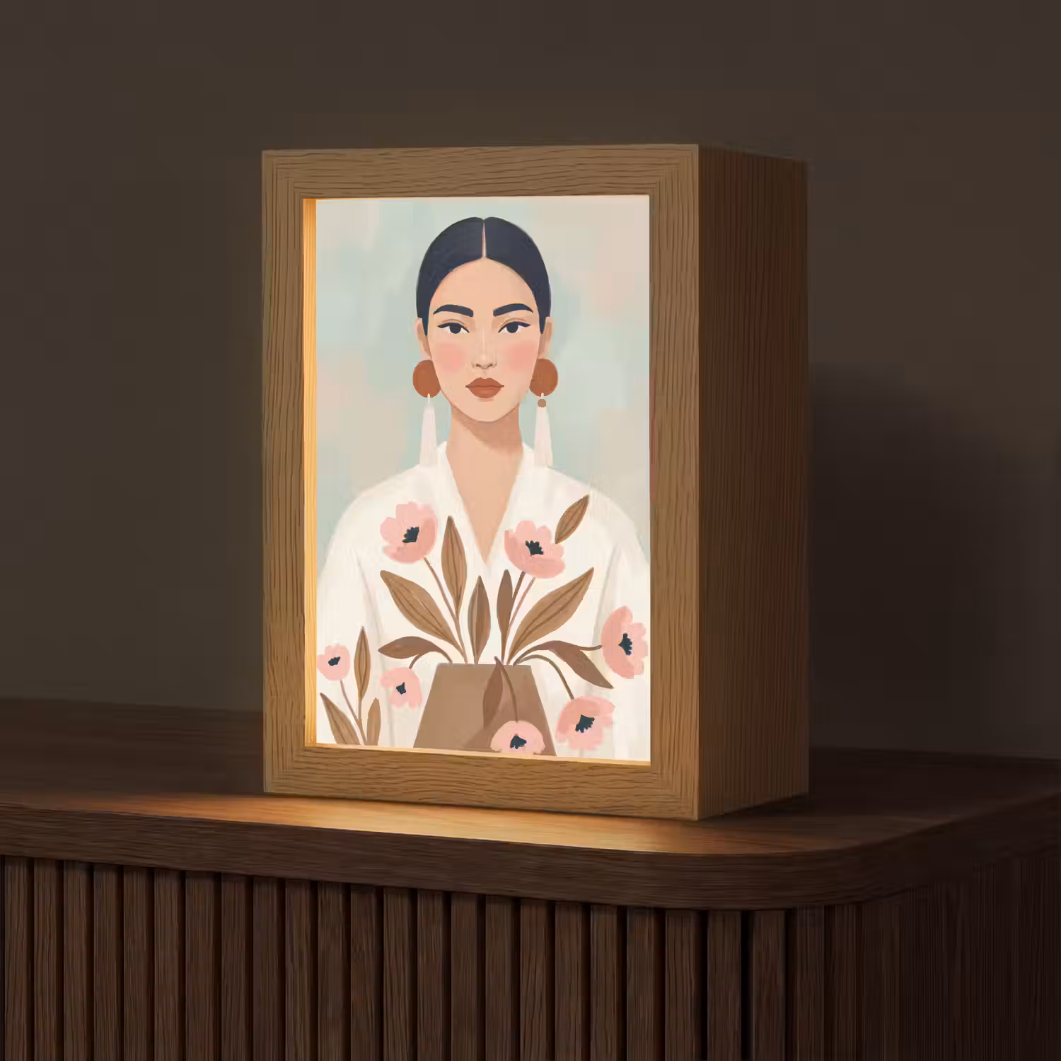 Vrouw - Kimono - Pastel Light Box met kabel (Tafellamp) klein -z3d_website