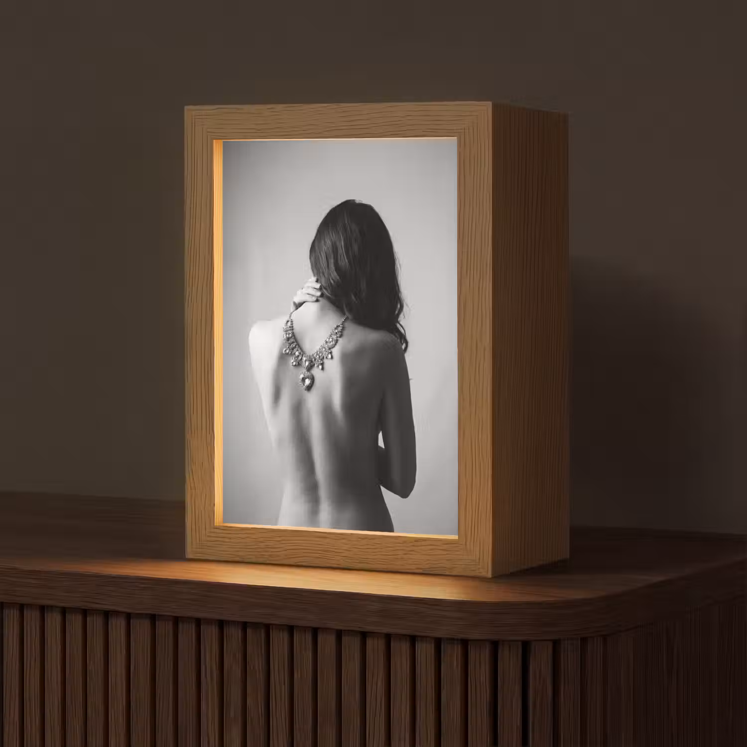 Vrouw - Ketting - Fashion - Zwart - Wit Light Box met kabel (Tafellamp) klein -z3d_website