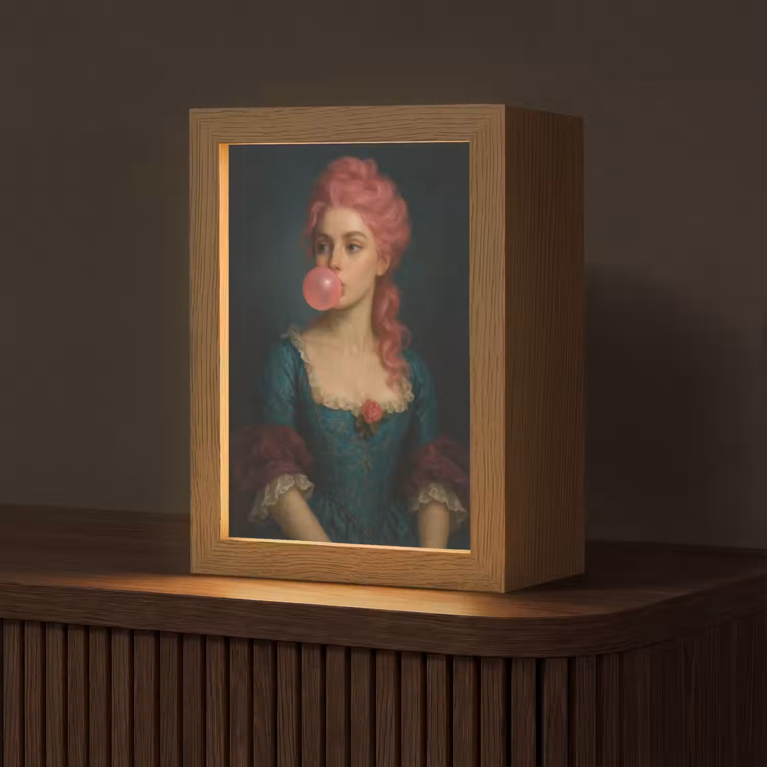 Vrouw - Portret - Kauwgombel Light Box met kabel (Tafellamp) klein -z3d_website