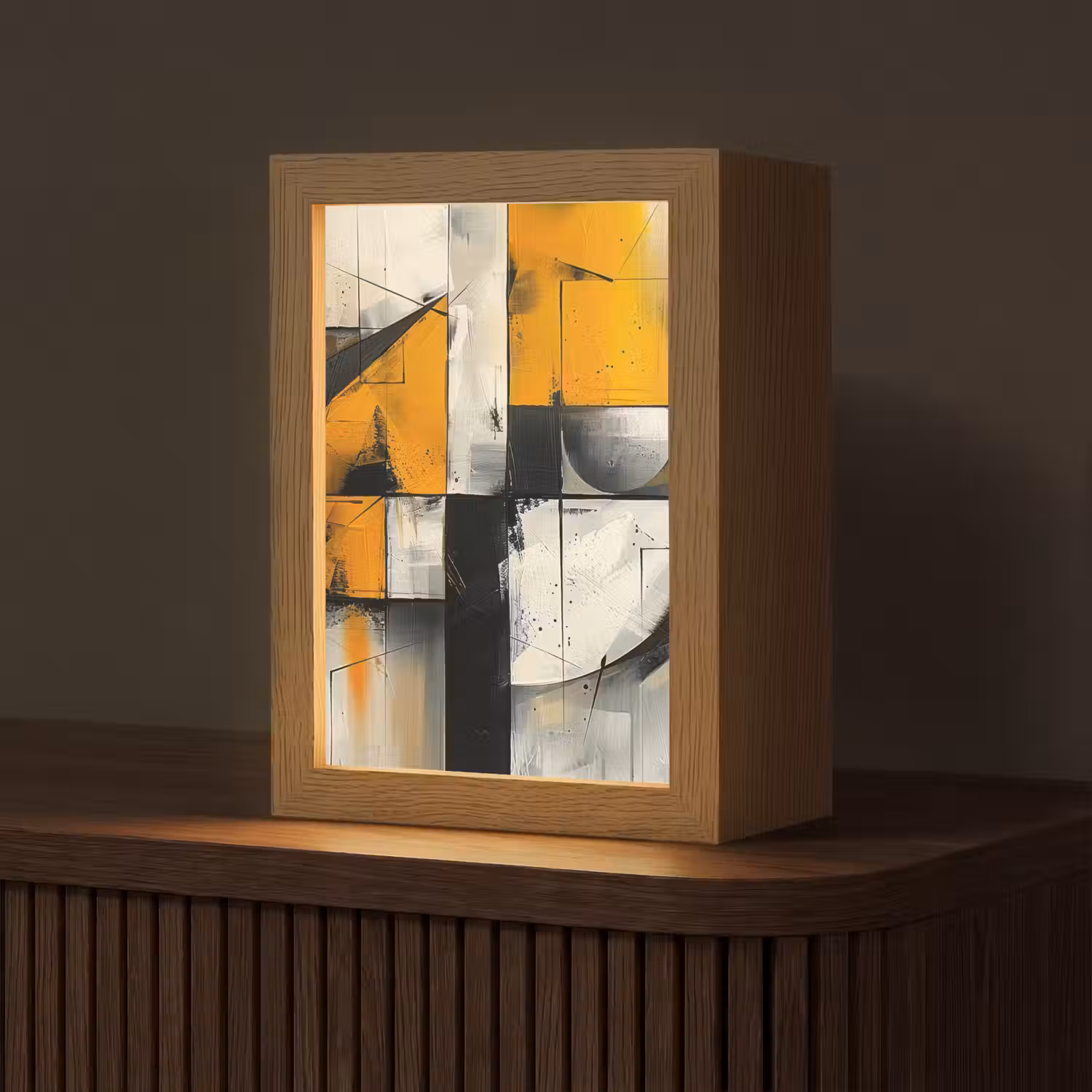 Geel - Abstract - Modern - Vormen Light Box met kabel (Tafellamp) klein -z3d_website