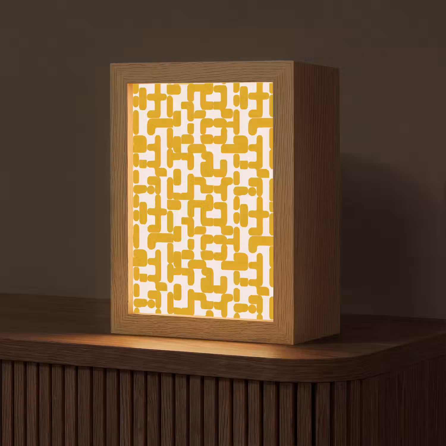 Geel - Beige - Patroon Light Box met kabel (Tafellamp) klein 925 -z3d_website