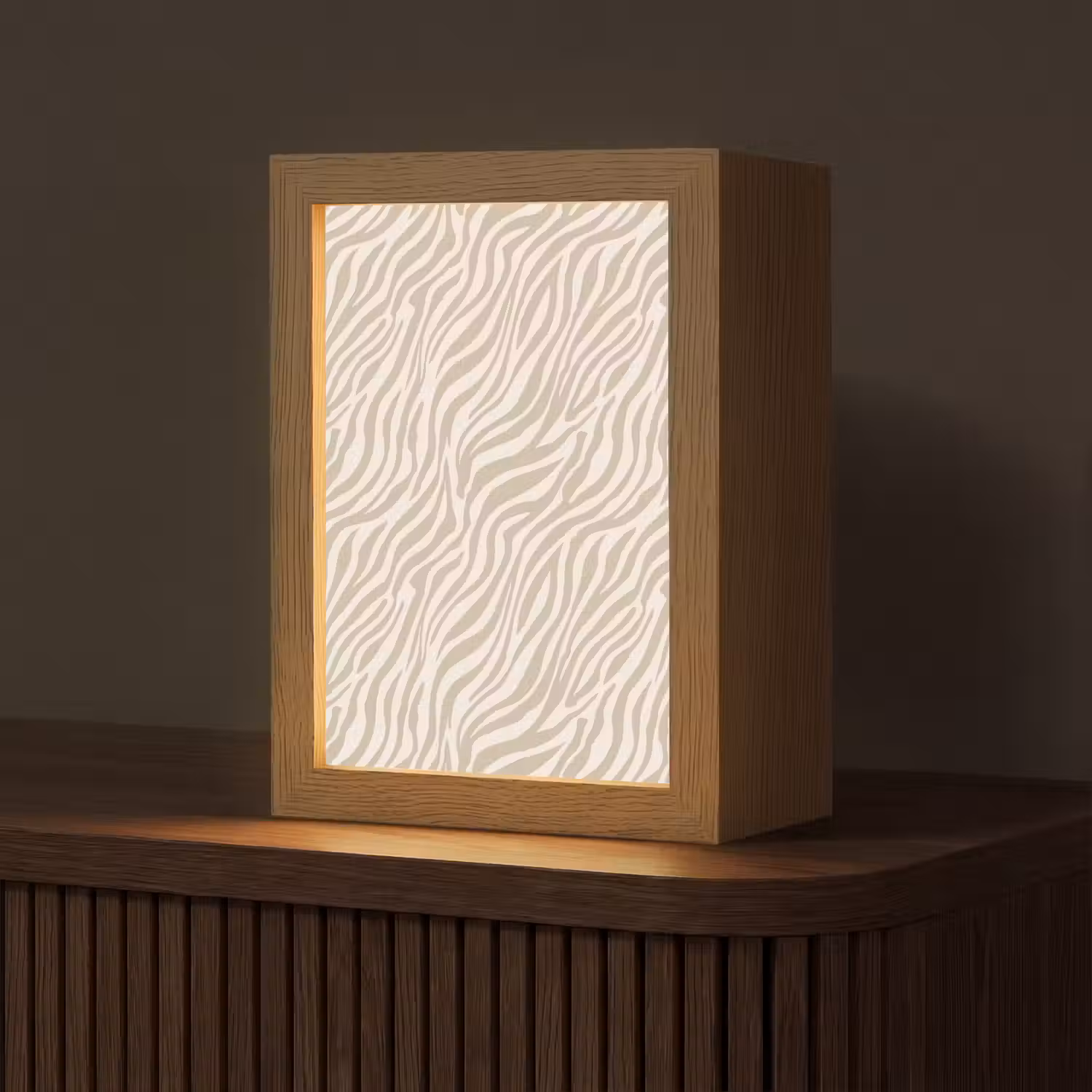 Zebra - Patroon - Beige Light Box met kabel (Tafellamp) klein 925 -z3d_website