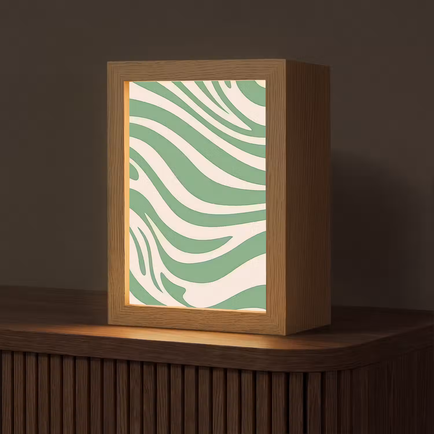 Zebrapatroon - Groen - Retro Light Box met kabel (Tafellamp) klein -z3d_website