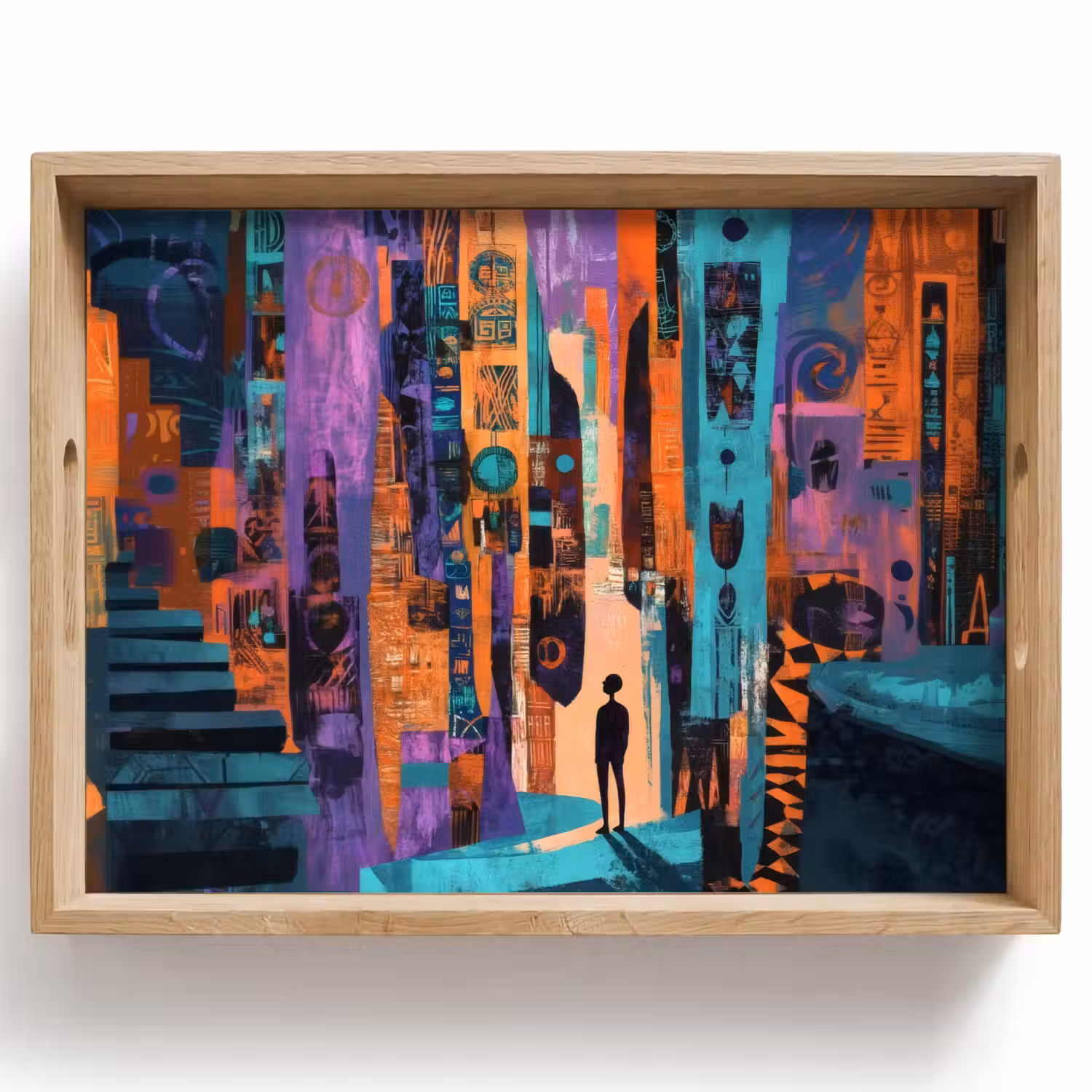 Abstract - Figuren - Kleurrijk Dienblad Rechthoek middel -z3d_shopping