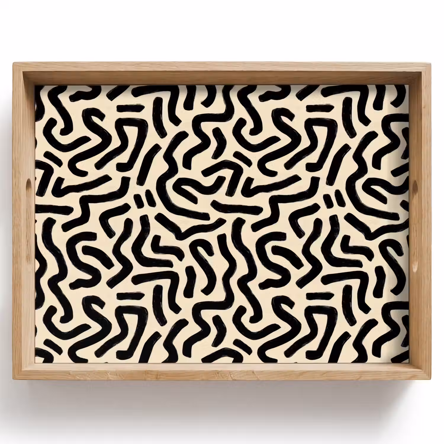 Abstract - Lijnen - Zwart Dienblad Rechthoek middel 911 -z3d_shopping
