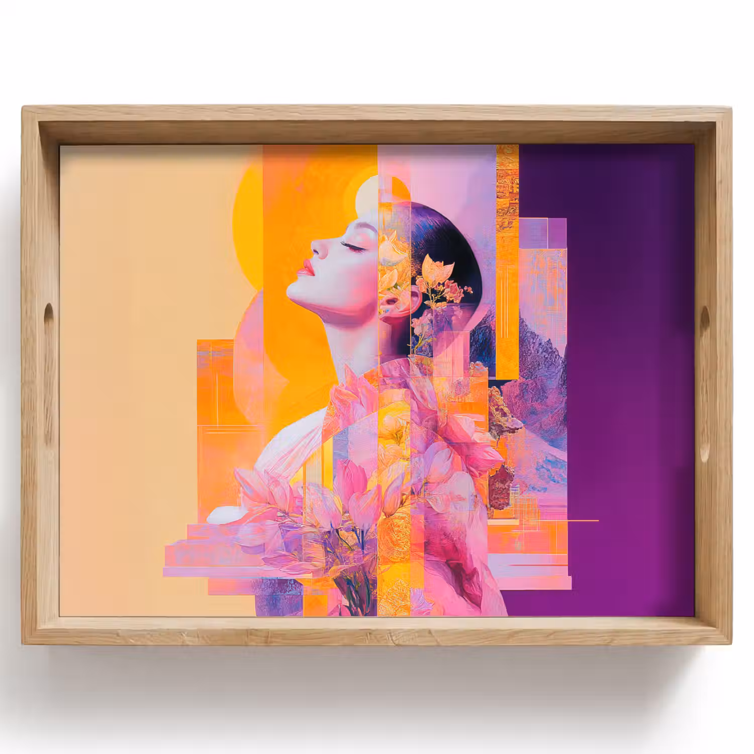 Abstract - Portret - Vrouw - Kleurrijk Dienblad Rechthoek middel -z3d_shopping