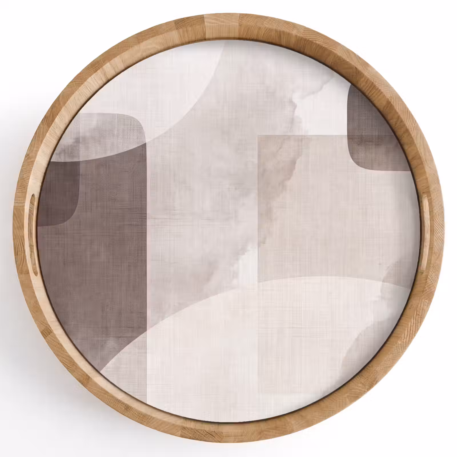 Tray - Abstract Shapes - Beige - Abstracte vormen - Beige Dienblad Rond middel