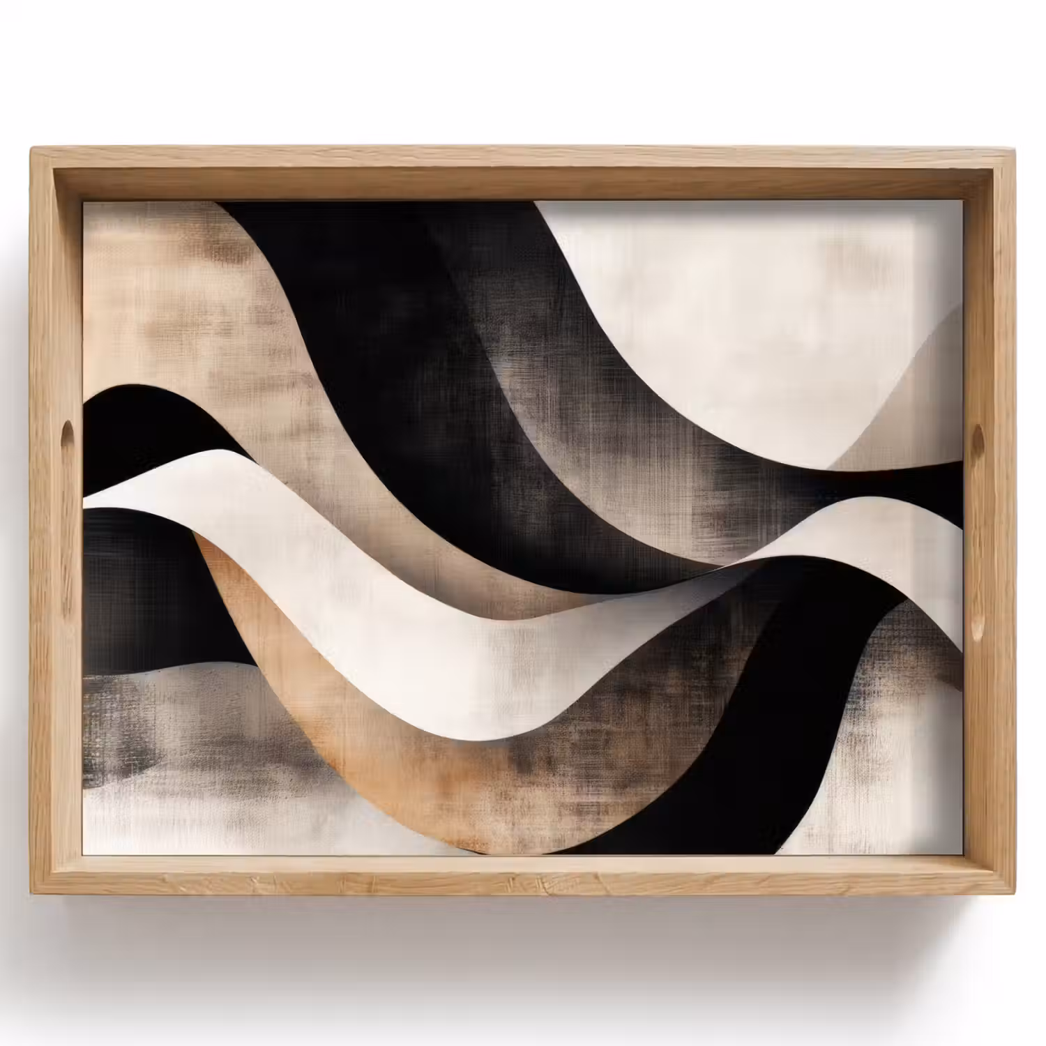 Abstract - Golven - Zwart - Verweerd Dienblad Rechthoek middel -z3d_shopping