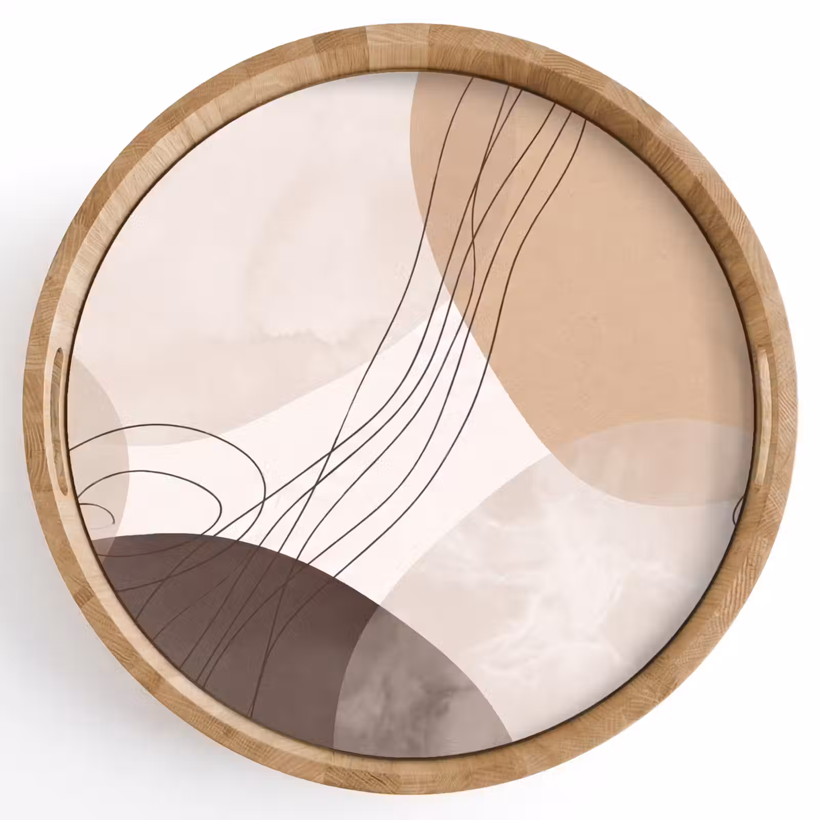 Tray - Abstraction - Beige - Modern - Abstractie - Beige - Modern Dienblad Rond middel