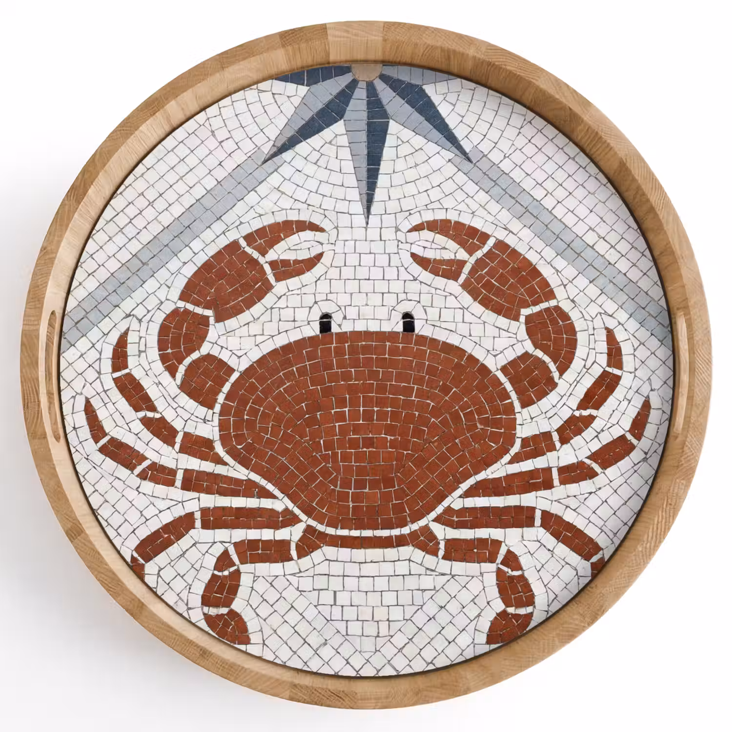 Dier - Mozaïek - Zee - Klassiek - Bruin Dienblad Rond middel -z3d_shopping
