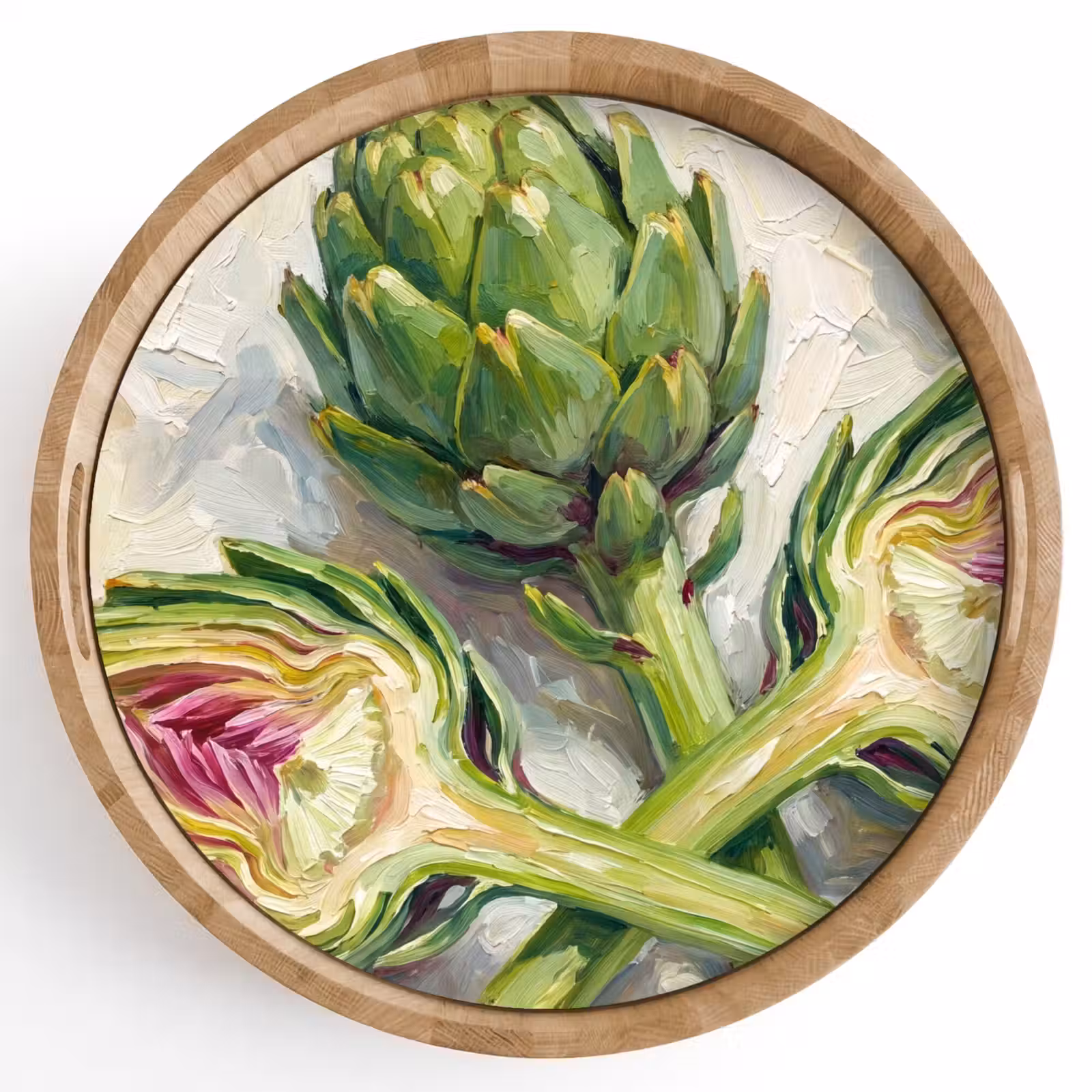 Tray - Artichoke - Lemon - Food - Artisjok - Citroen - Eten Dienblad Rond middel