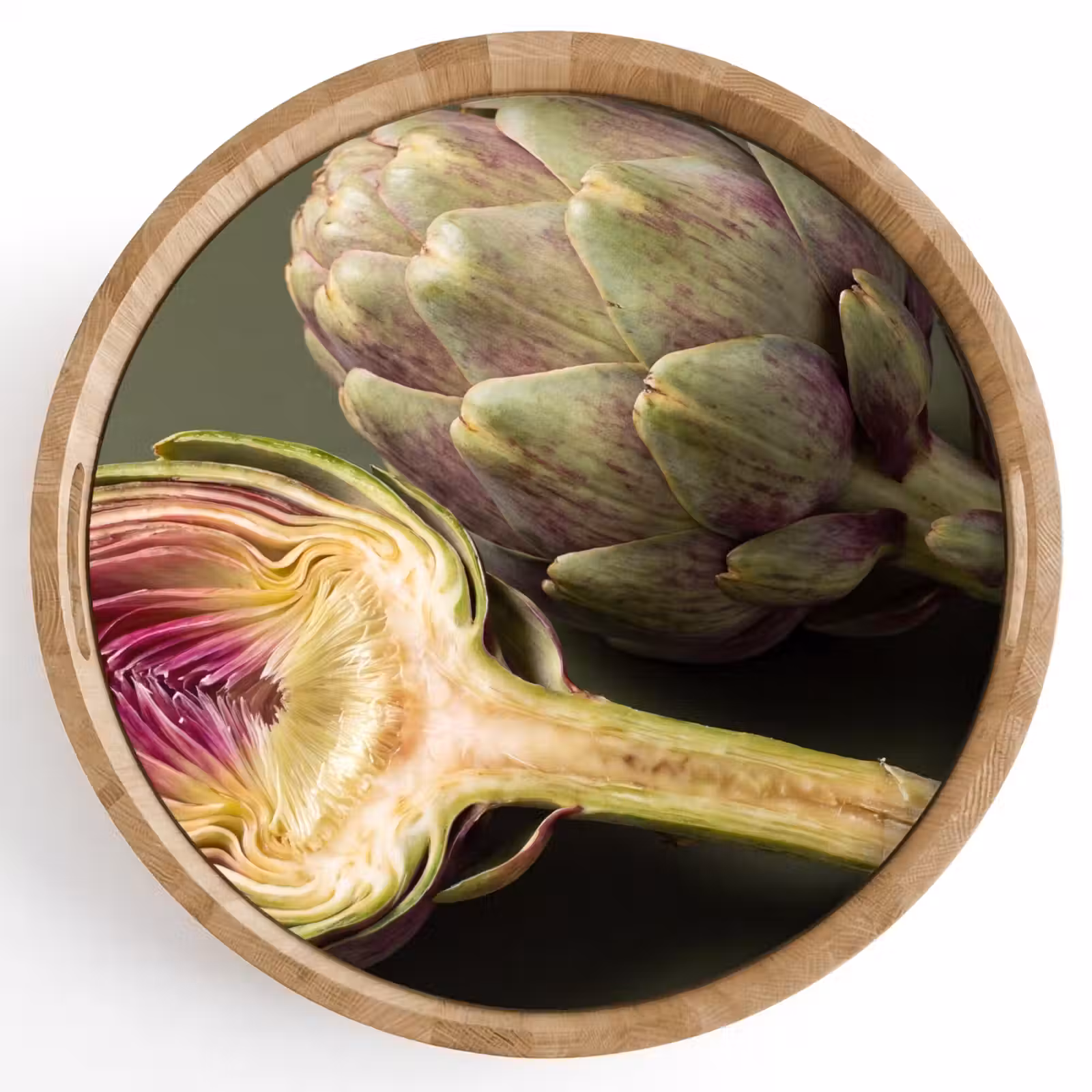Tray - Artichoke - Purple - Food - Artisjok - Paars - Voedsel Dienblad Rond middel