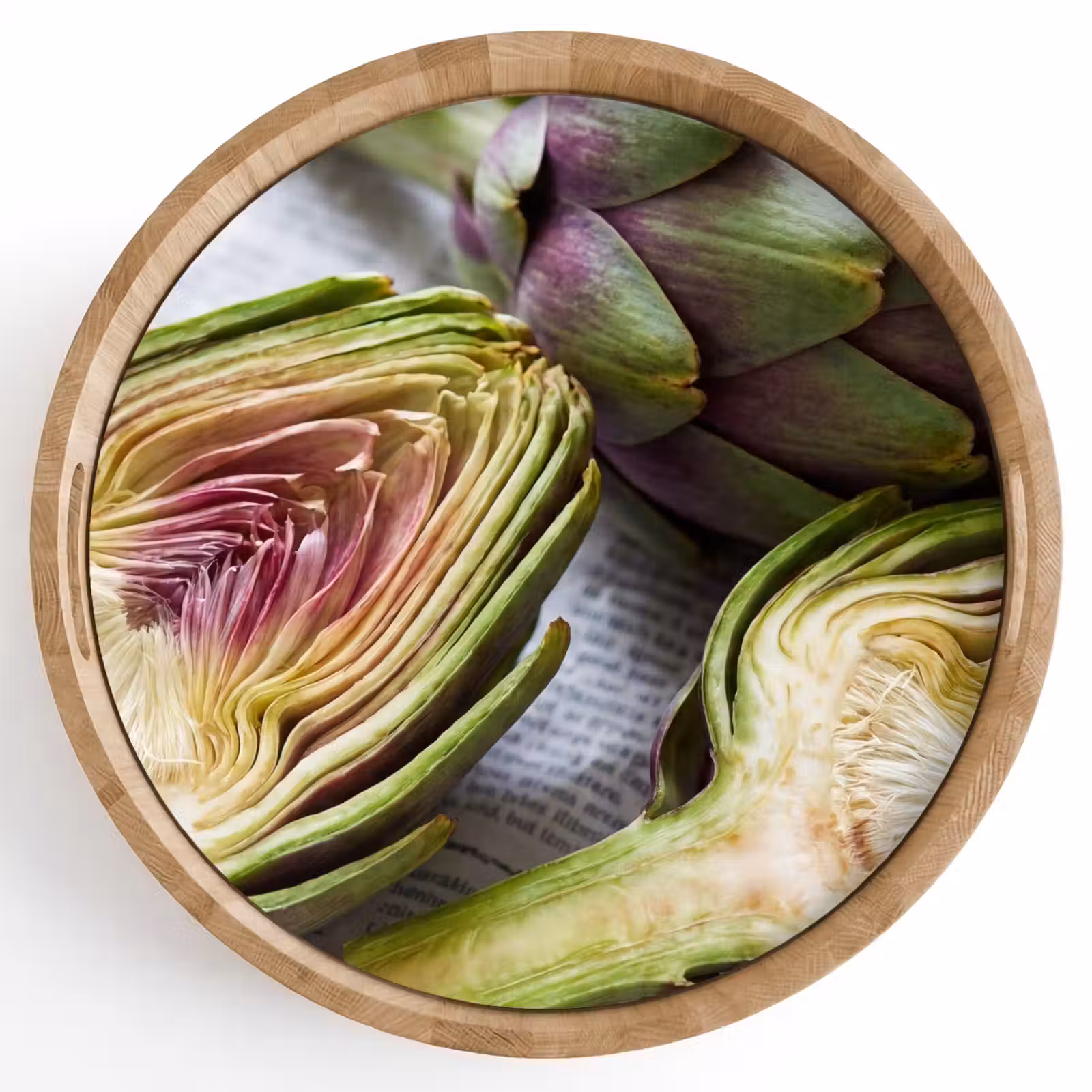 Tray - Artichoke - Sliced - Food - Artisjok - Doorgesneden - Eten Dienblad Rond middel