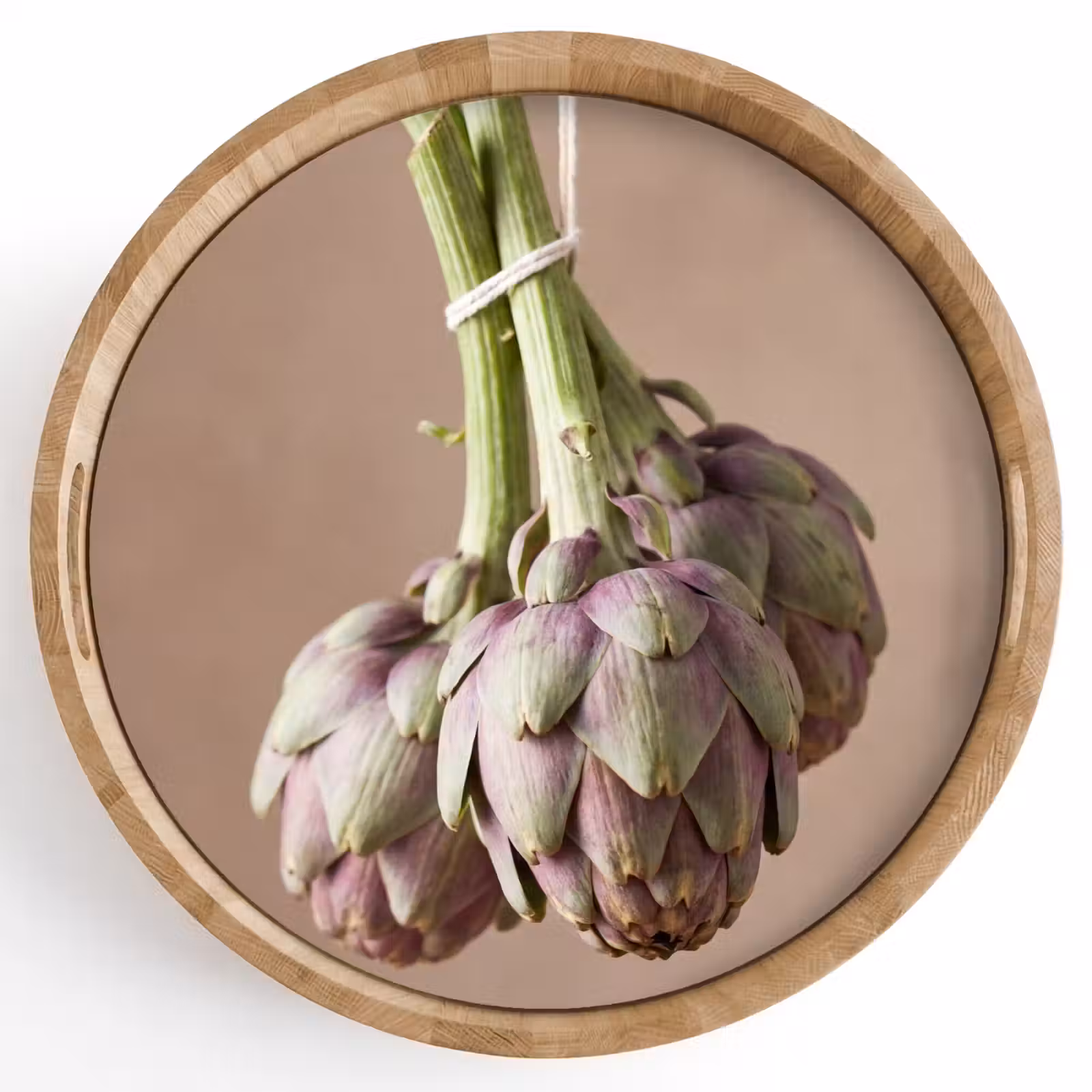 Tray - Artichokes - Hanging - Vegetables - Artisjokken - Hangend - Groenten Dienblad Rond middel