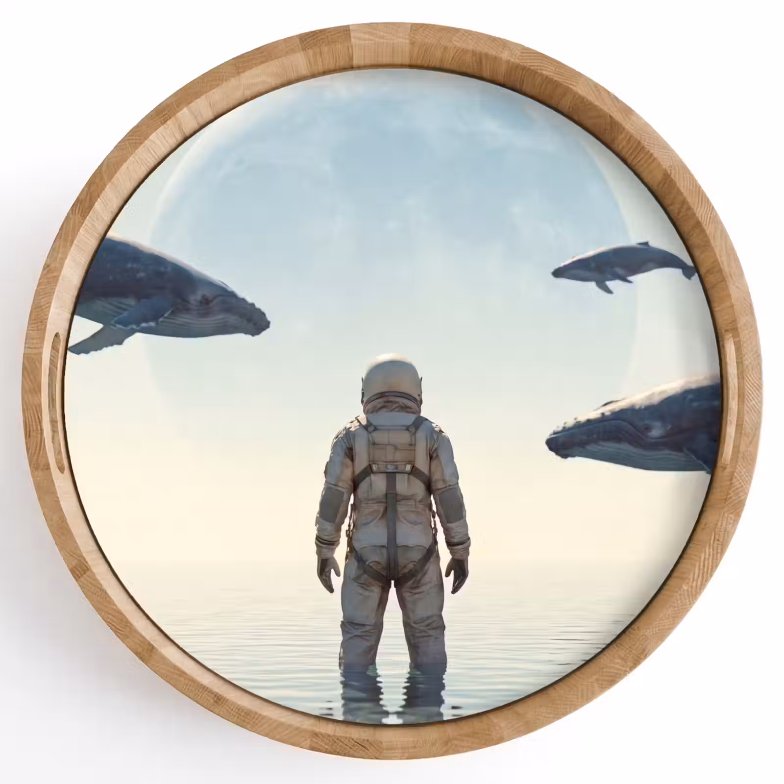 Tray - Astronaut - Whale - Fantasy - Ruimtevaarder - Walvis - Fantasie Dienblad Rond middel