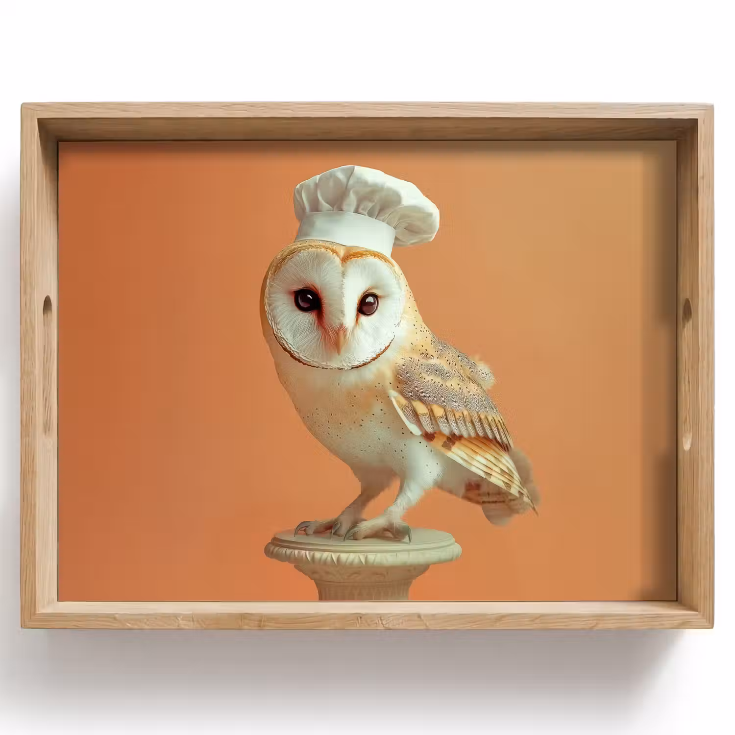 Kerkuil - Koksmuts - Oranje - Vogel Dienblad Rechthoek middel -z3d_shopping