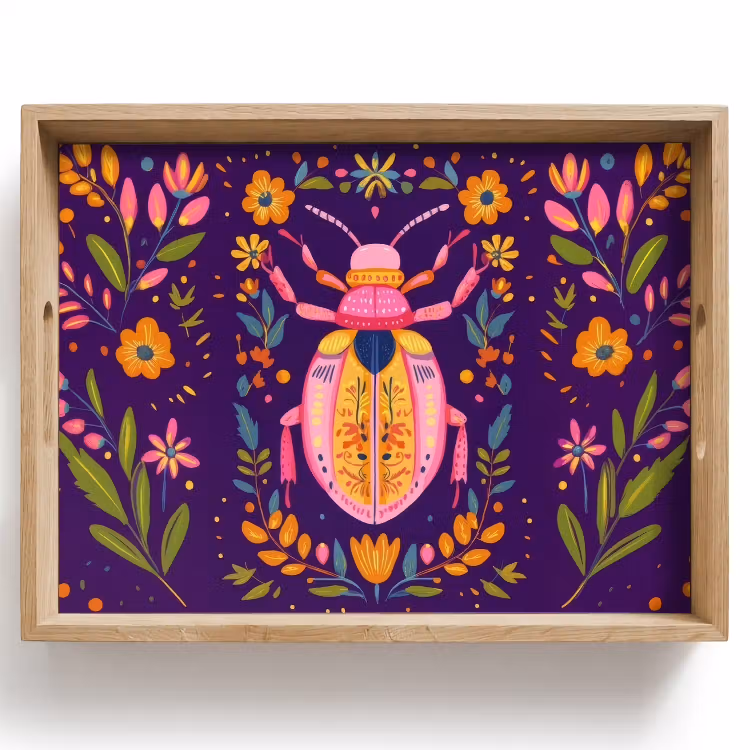 Kever - Felgekleurd - Bloemen - Bladeren Dienblad Rechthoek middel -z3d_shopping