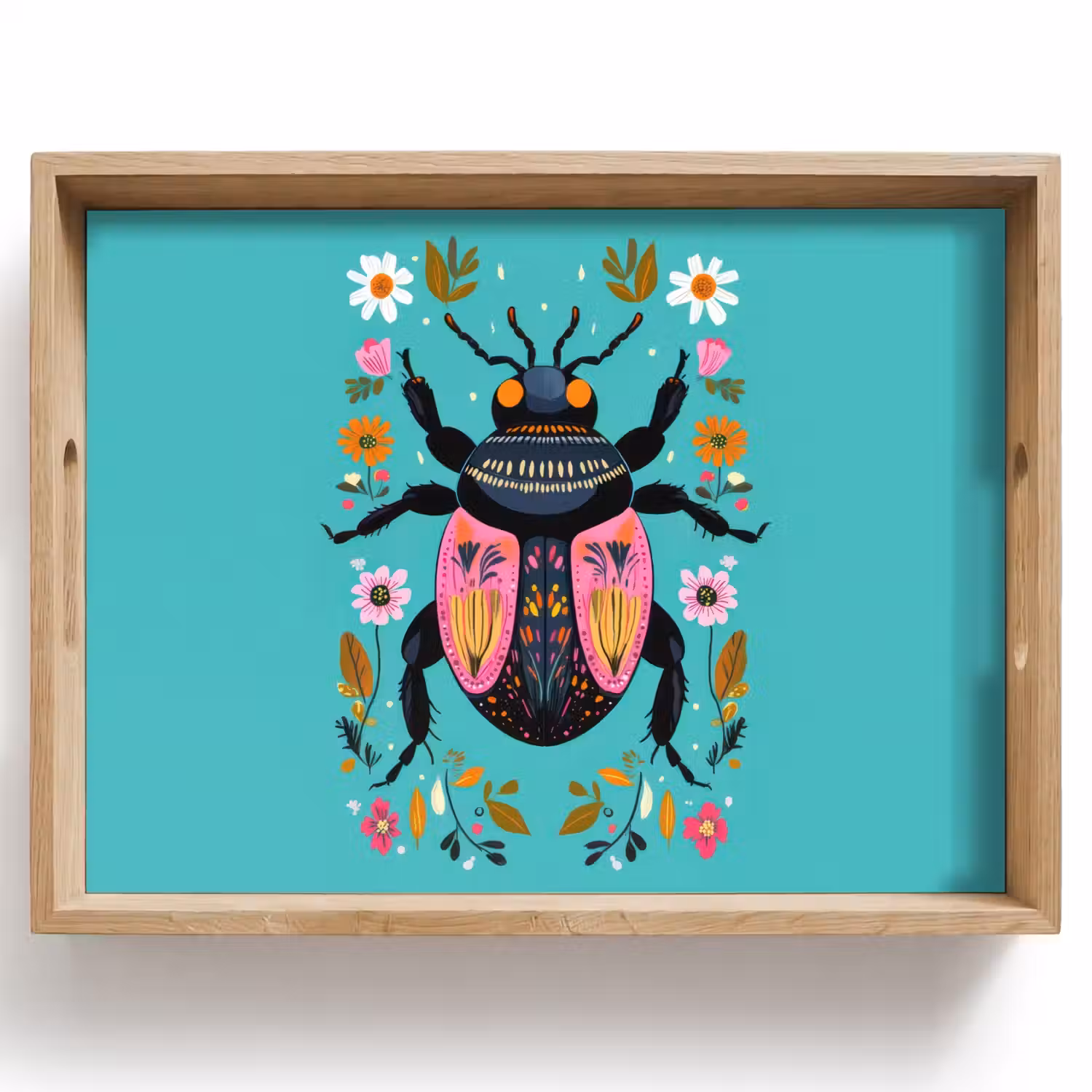 Kever - Bloemmotieven - Turquoise - Bladeren Dienblad Rechthoek middel -z3d_shopping