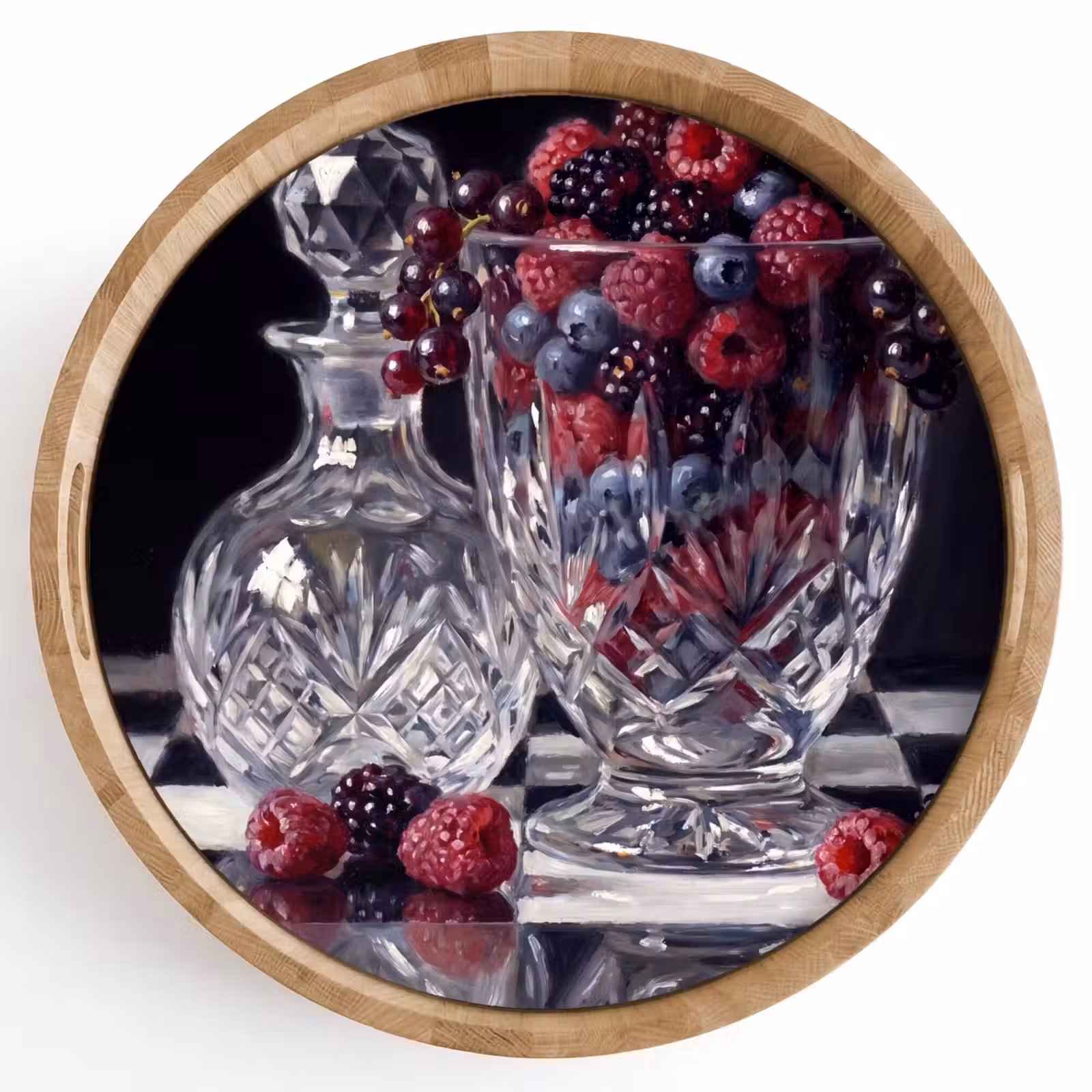 Tray - Berries - Crystal - Still Life - Bessen - Kristal - Stilleven Dienblad Rond middel