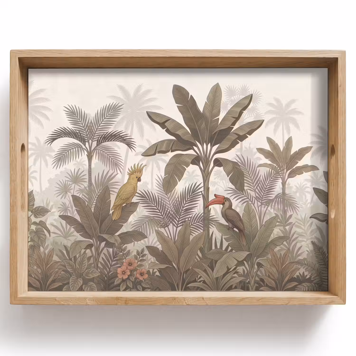 Vogel - Jungle - Tropisch - Illustratie - Groen Dienblad Rechthoek middel -z3d_shopping