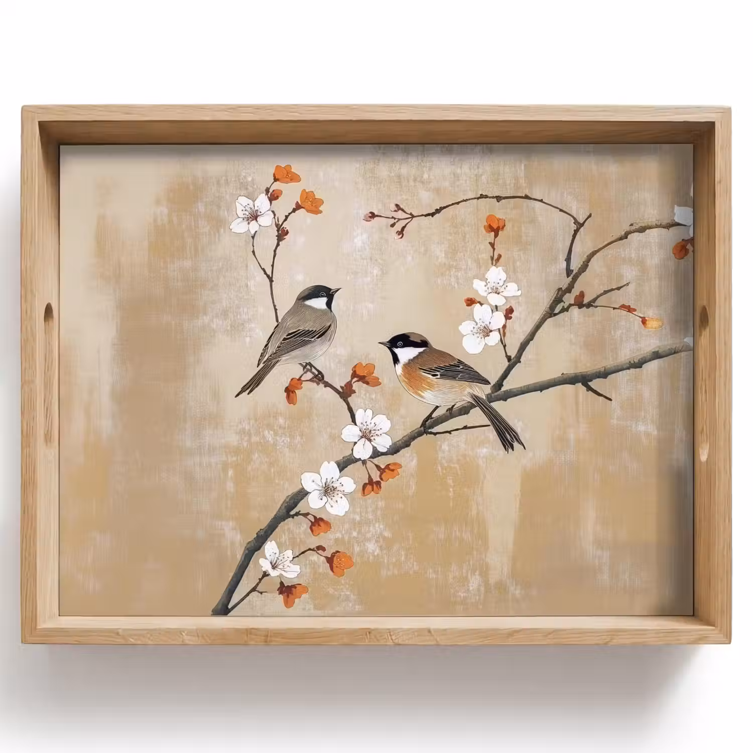 Vogels - Bloesemtak - Bloemen - Oranje Dienblad Rechthoek middel -z3d_shopping