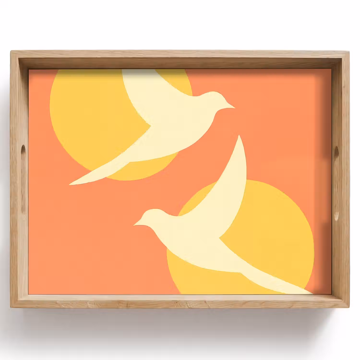 Vogels - Cirkels - Geel Dienblad Rechthoek middel -z3d_shopping