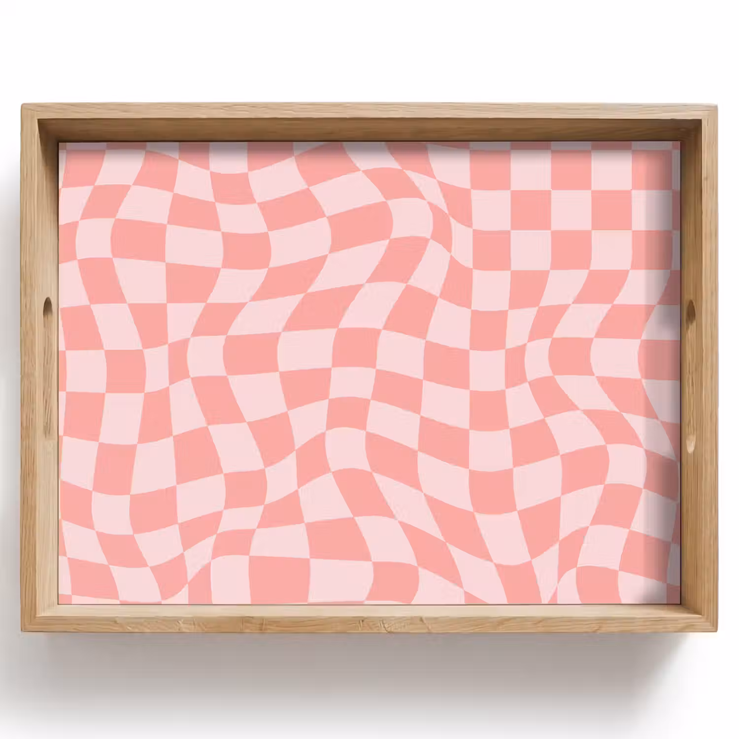 Hokjes patroon - Roze - Golvende lijnen Dienblad Rechthoek middel -z3d_shopping