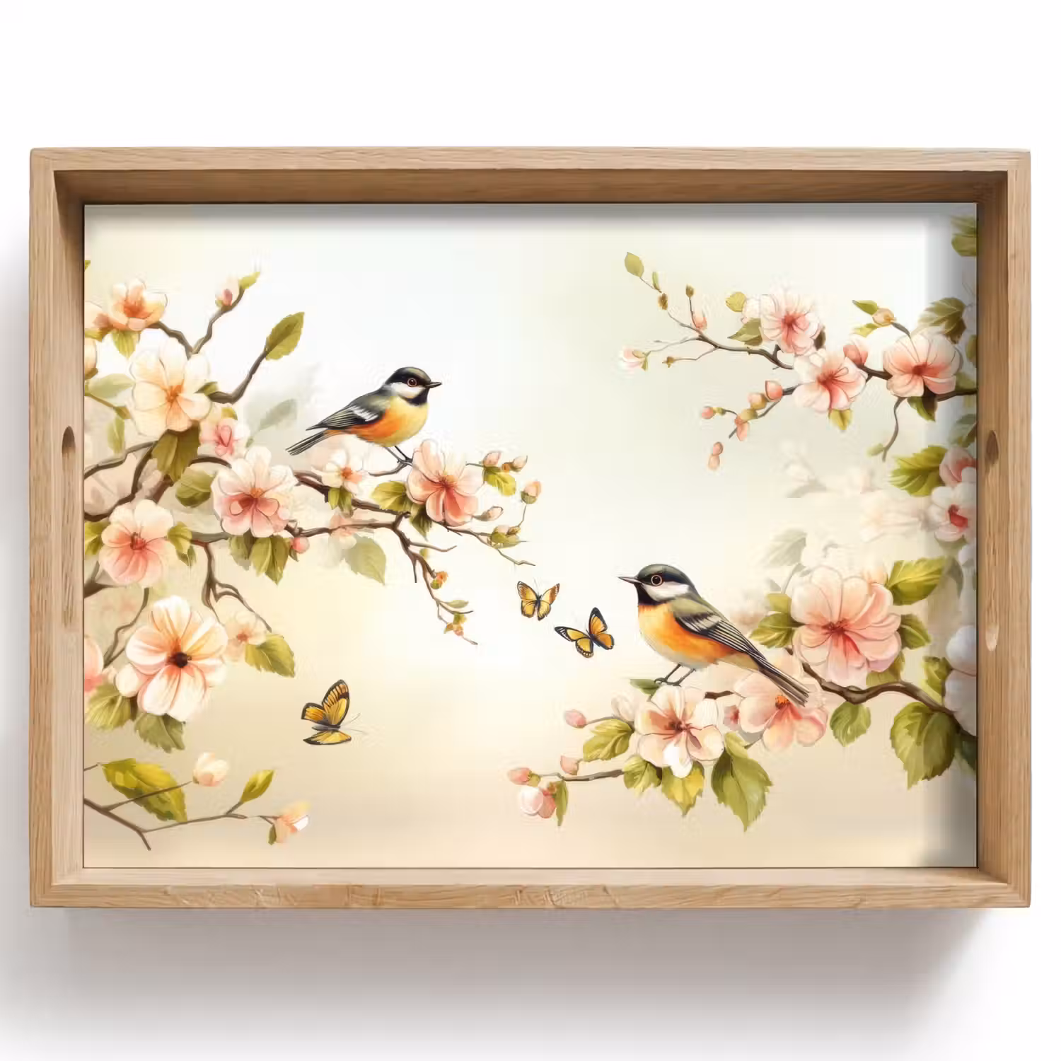 Takken - Bloemen - Vogeltjes - Roze Dienblad Rechthoek middel -z3d_shopping