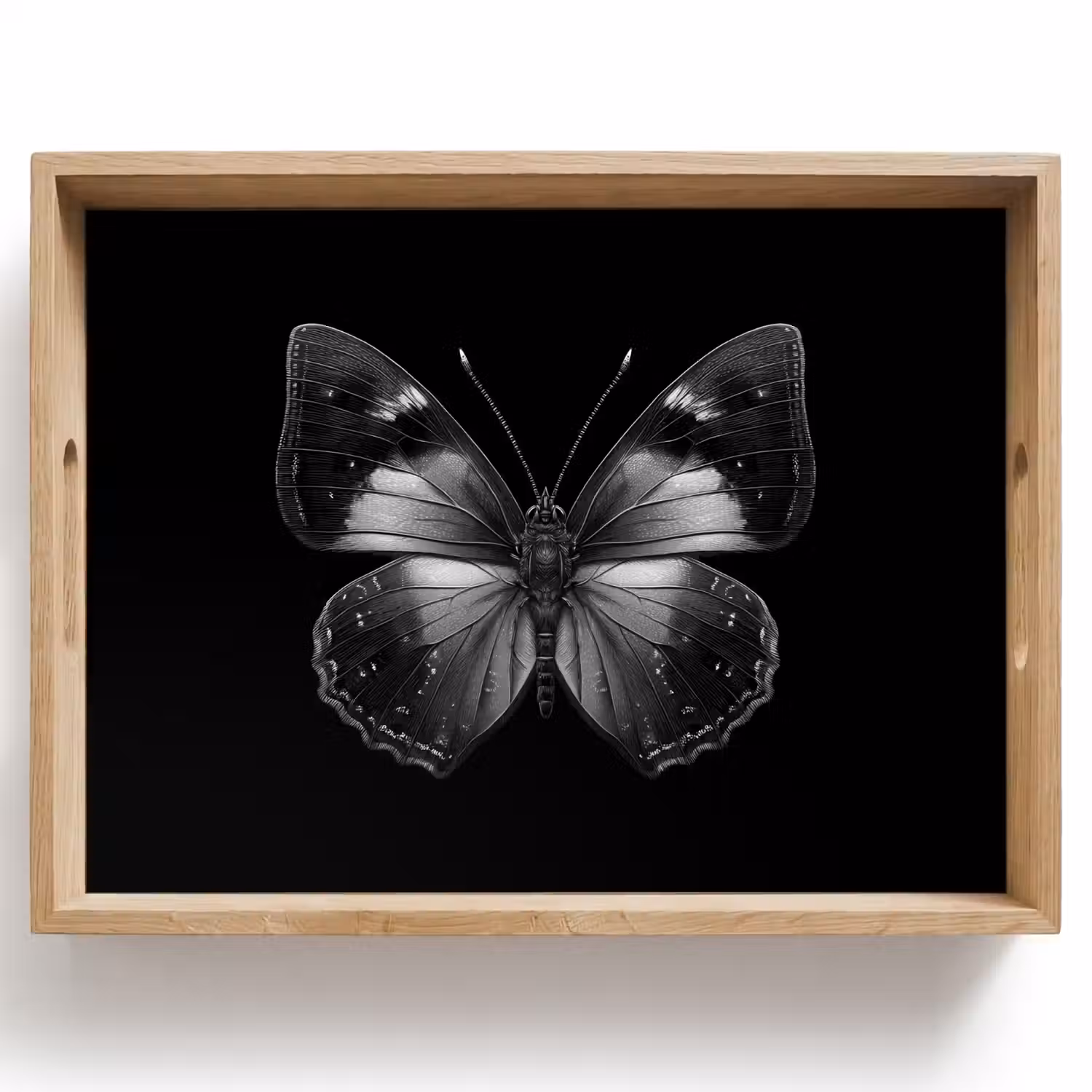 Vlinder - Grijs - Mysterieus Dienblad Rechthoek middel -z3d_shopping