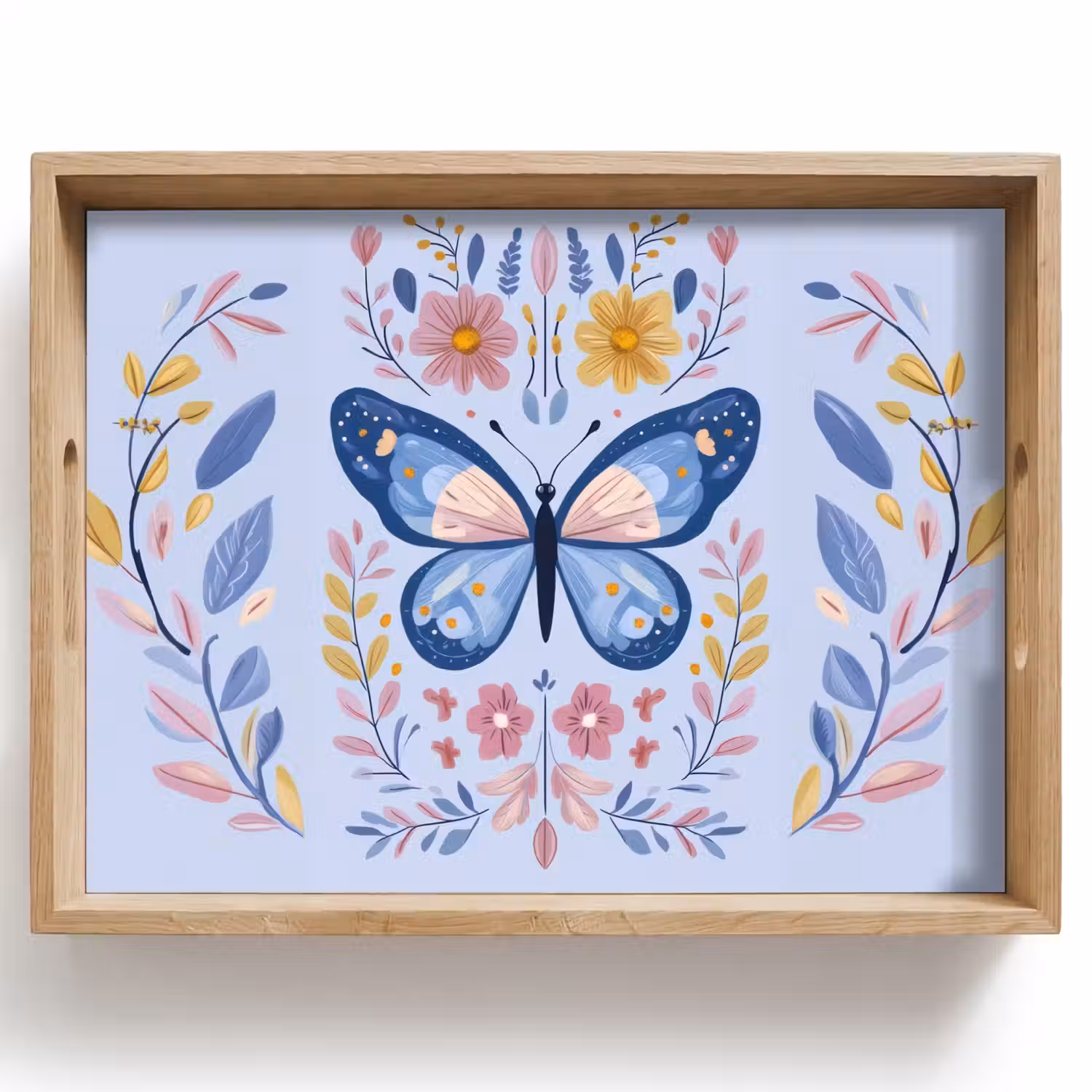 Vlinder - Lichtblauw - Sierlijk - Bloemen Dienblad Rechthoek middel -z3d_shopping
