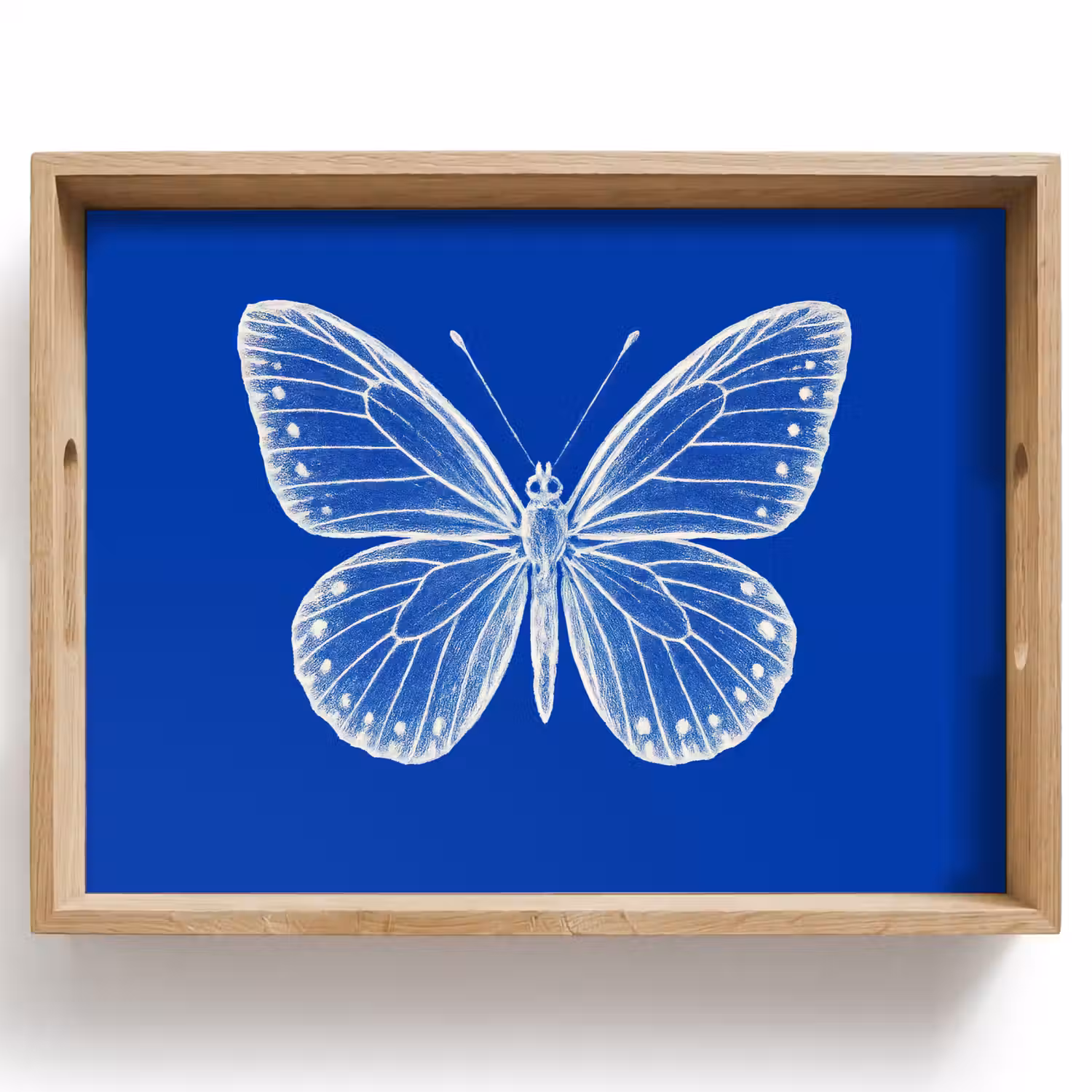 Vlinder - Wit - Getekend - Stippen Dienblad Rechthoek middel -z3d_shopping