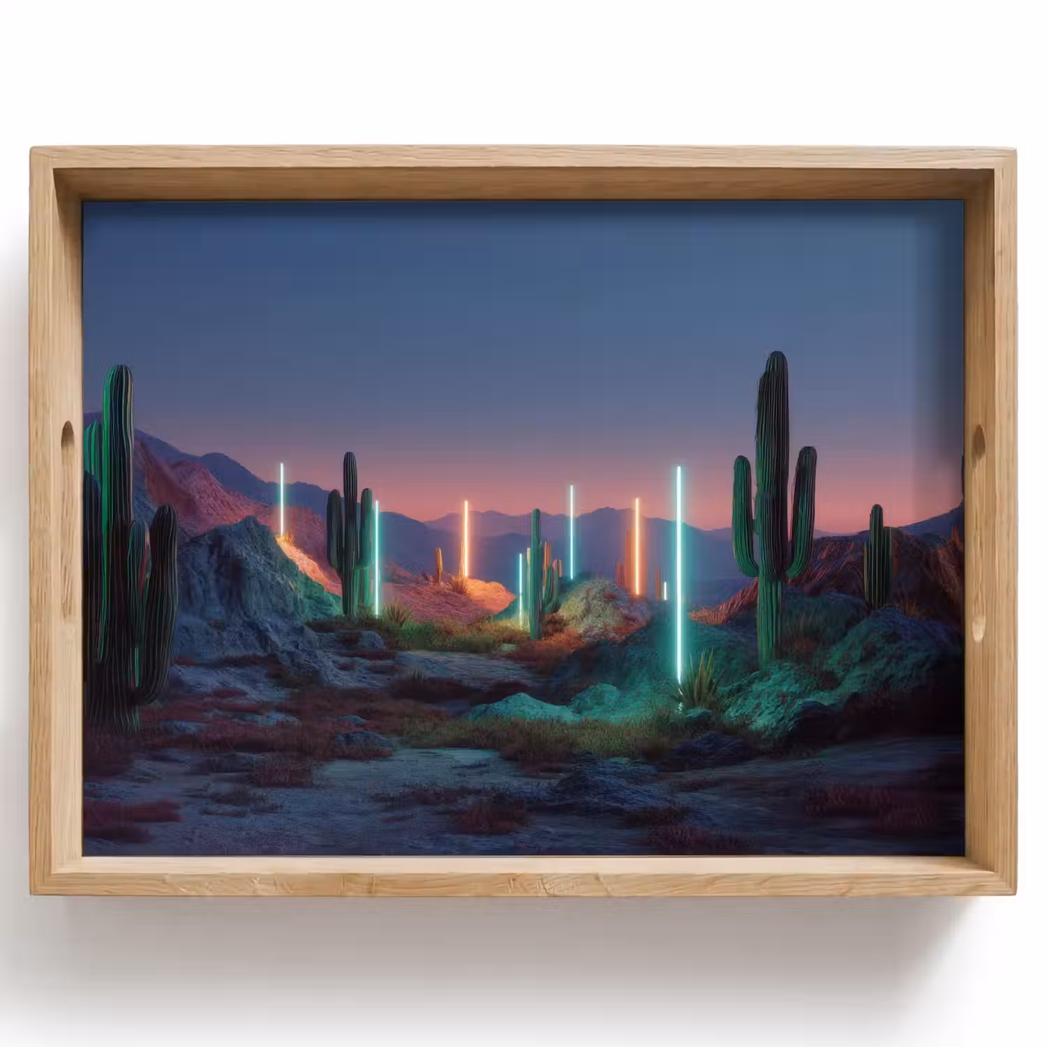 Cactus - Lichtzuilen - Zonsondergang Dienblad Rechthoek middel -z3d_shopping