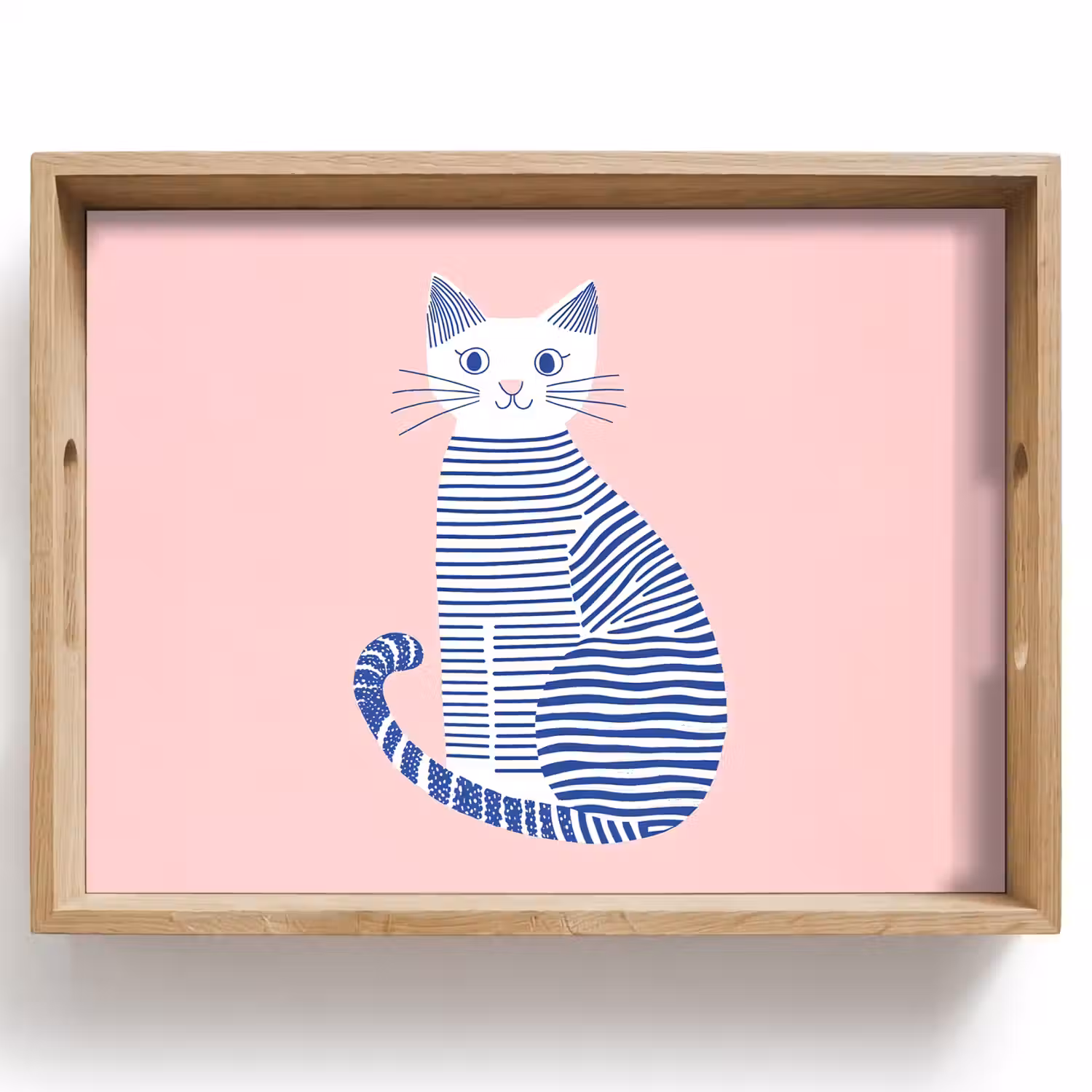 Kat - Illustratie - Minimalistisch - Roze Dienblad Rechthoek middel -z3d_shopping