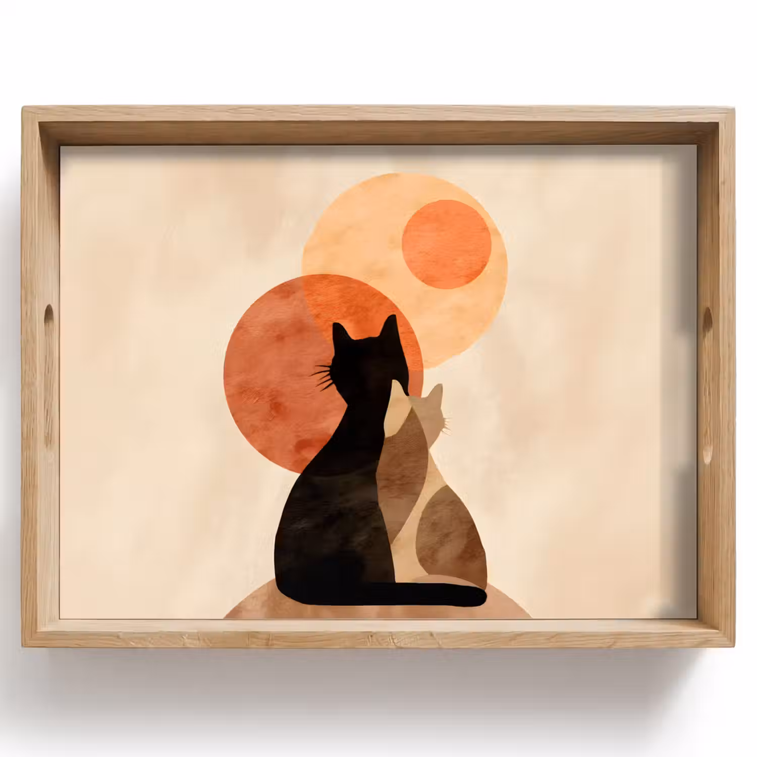 Katten - Zwart - Abstract - Cirkels Dienblad Rechthoek middel -z3d_shopping