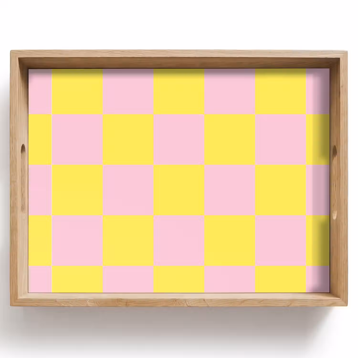 Schaakbord patroon - Geel - Roze - Blokjes Dienblad Rechthoek middel -z3d_shopping