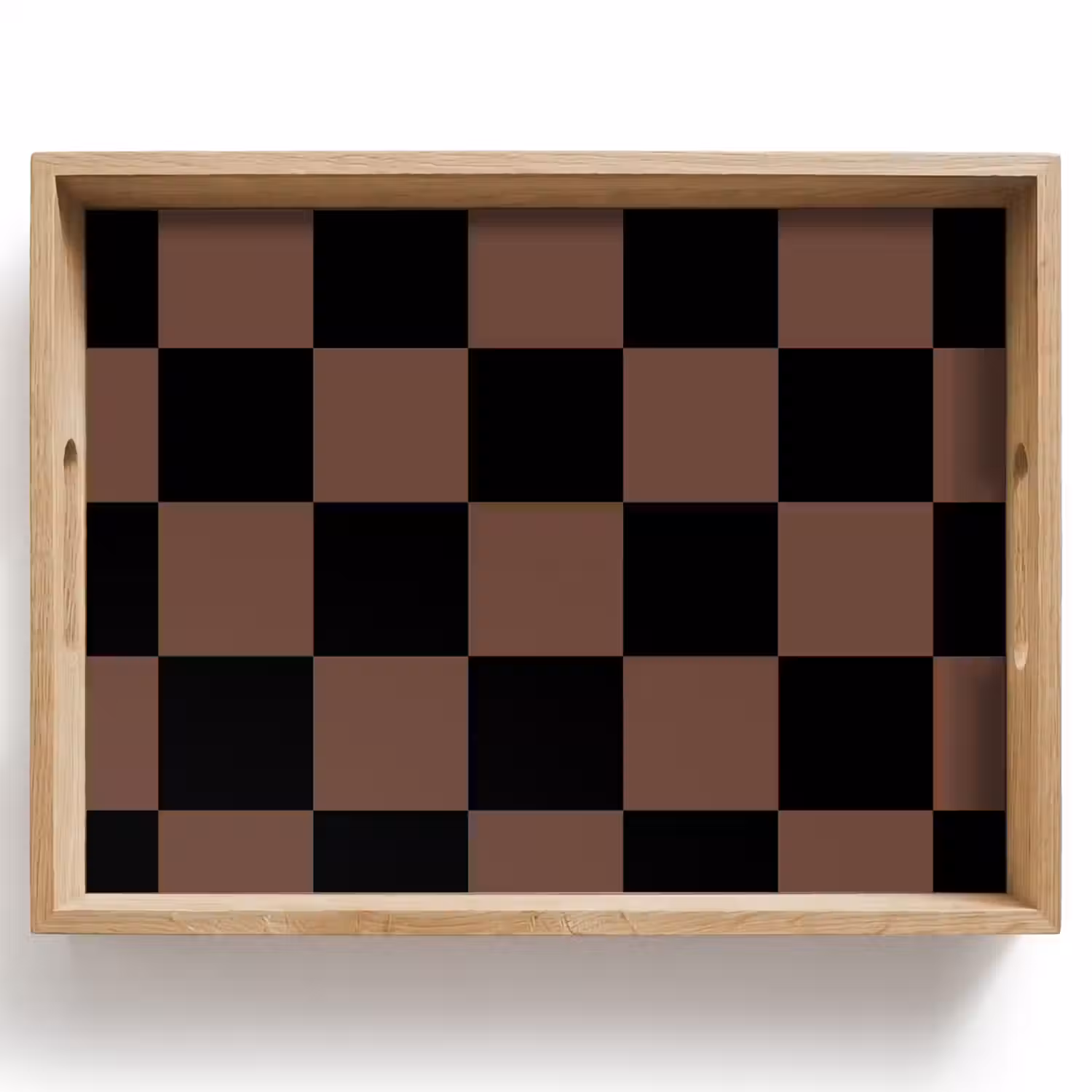 Schaakbord print - Bruin - Zwart - Blokjes Dienblad Rechthoek middel -z3d_shopping